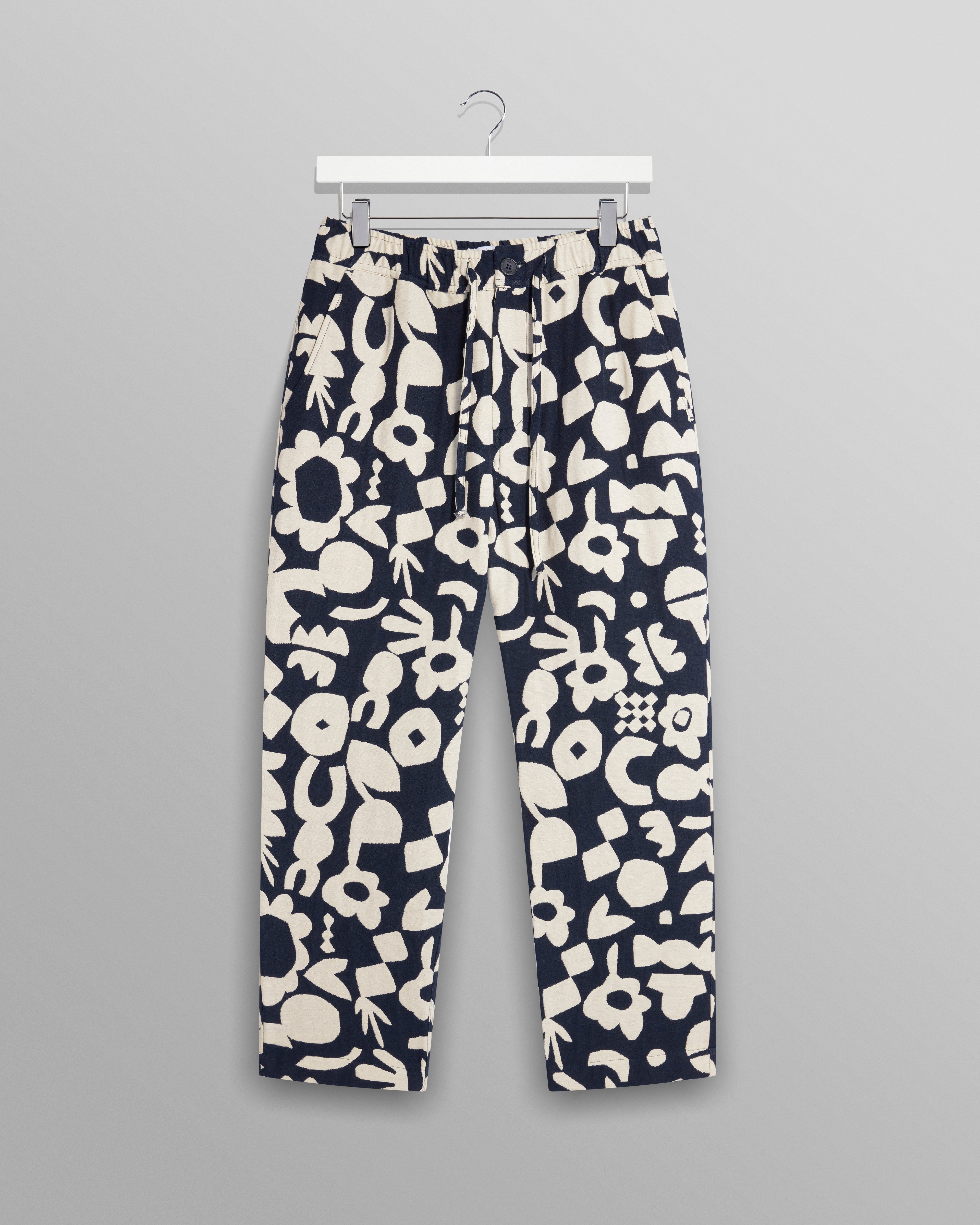 Kurt - Navy And Ecru Spin Jacquard Trousers