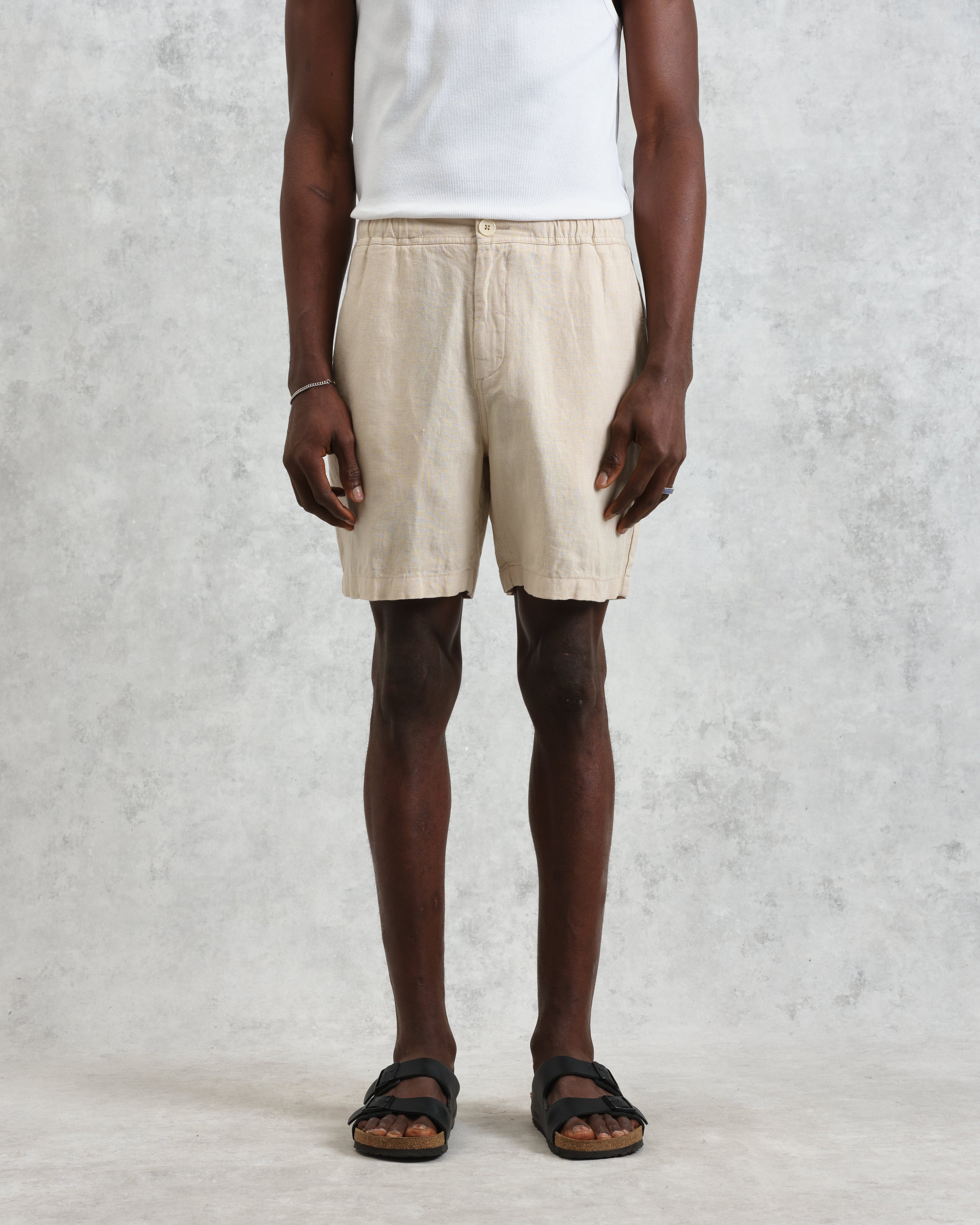 Kurt - Washed Beige Linen Shorts