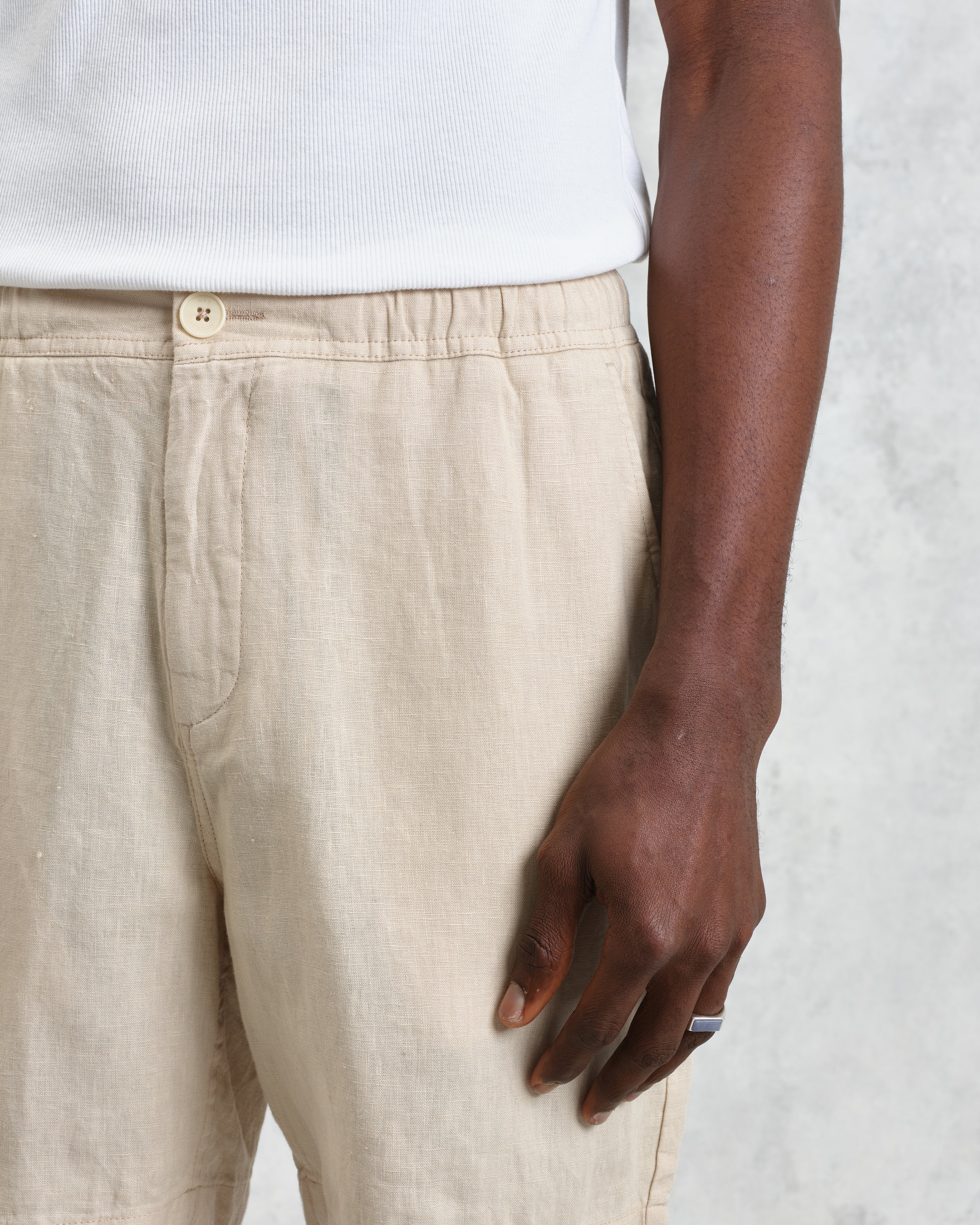 Kurt - Washed Beige Linen Shorts