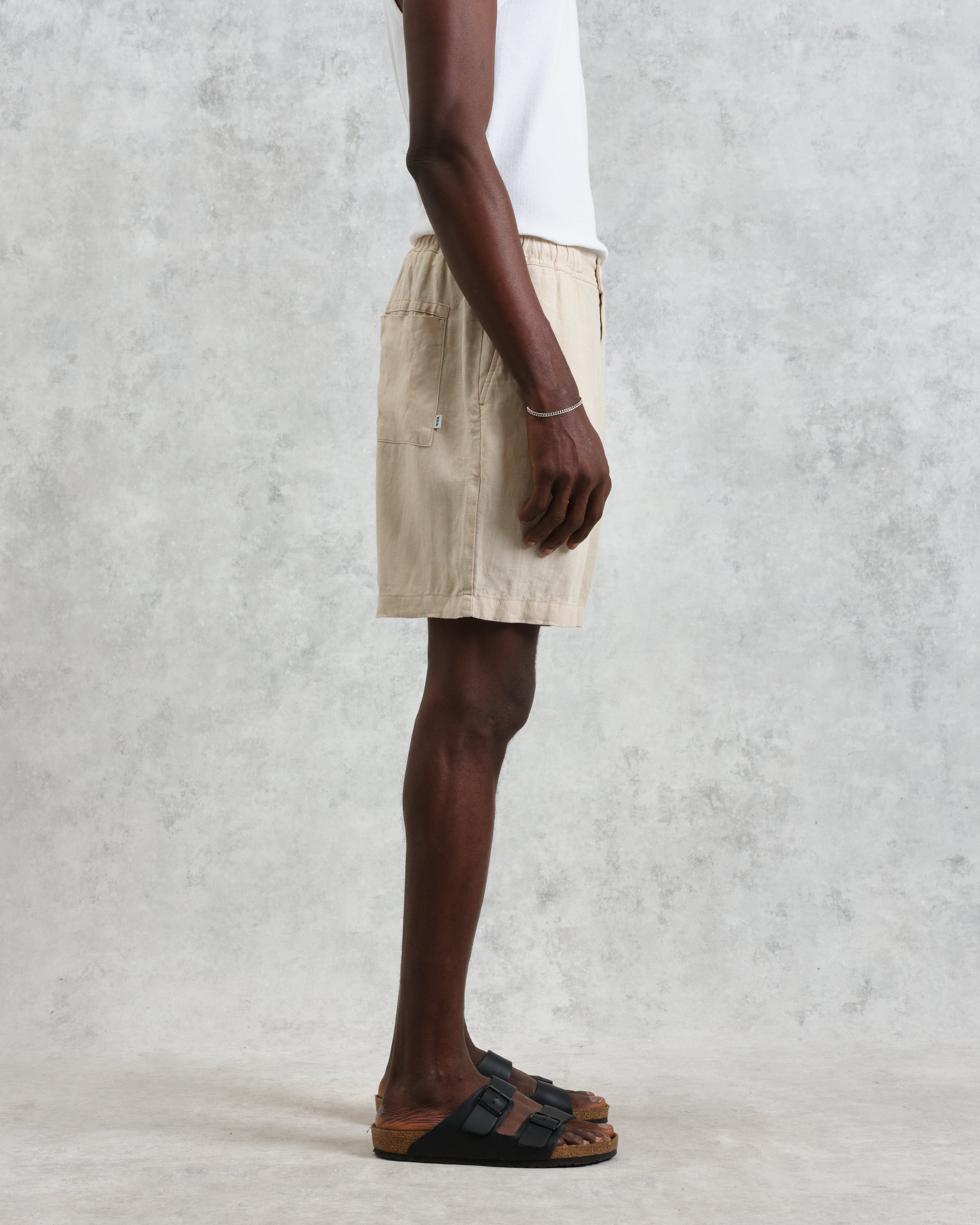 Kurt - Washed Beige Linen Shorts