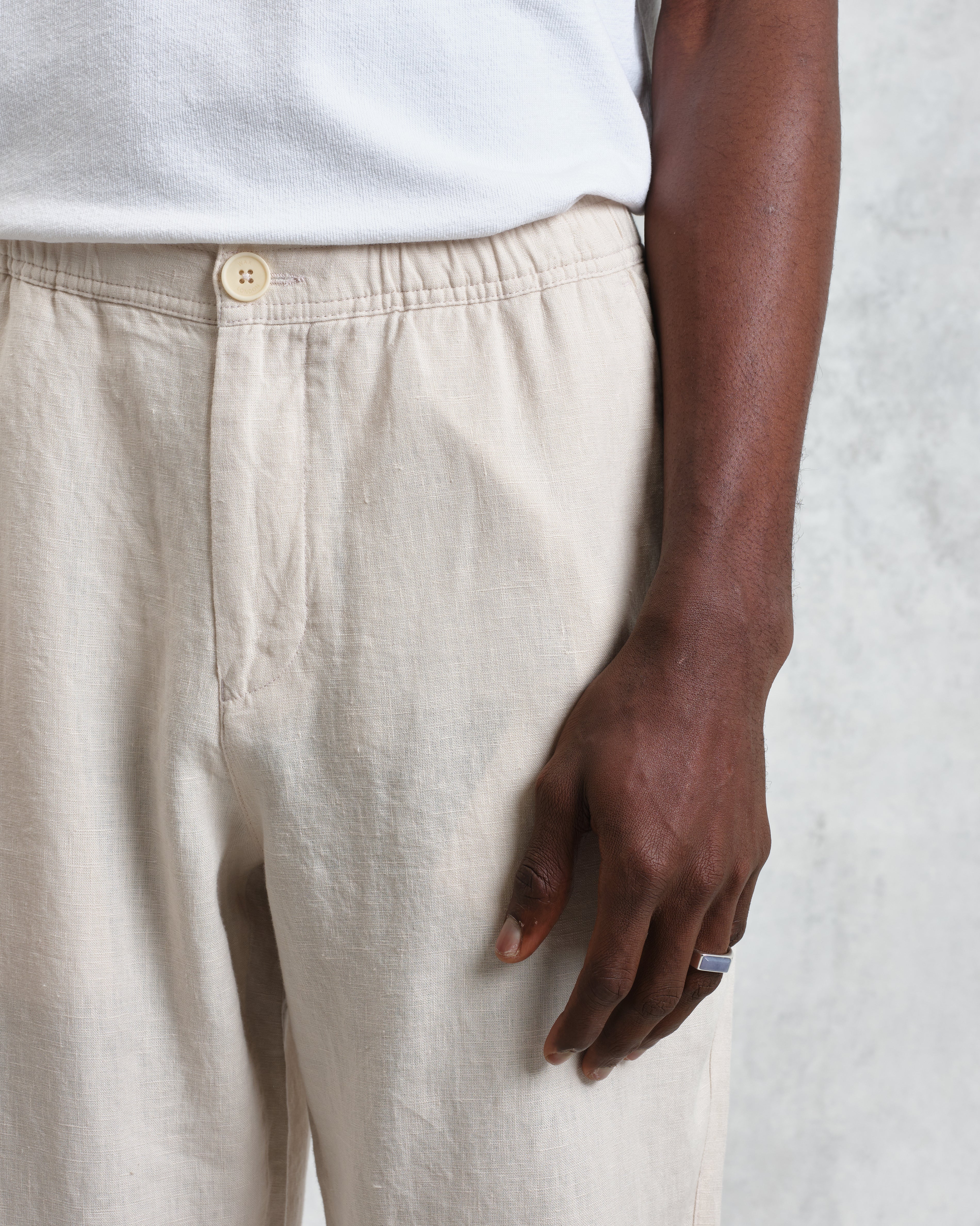 Kurt - Washed Beige Linen Trousers