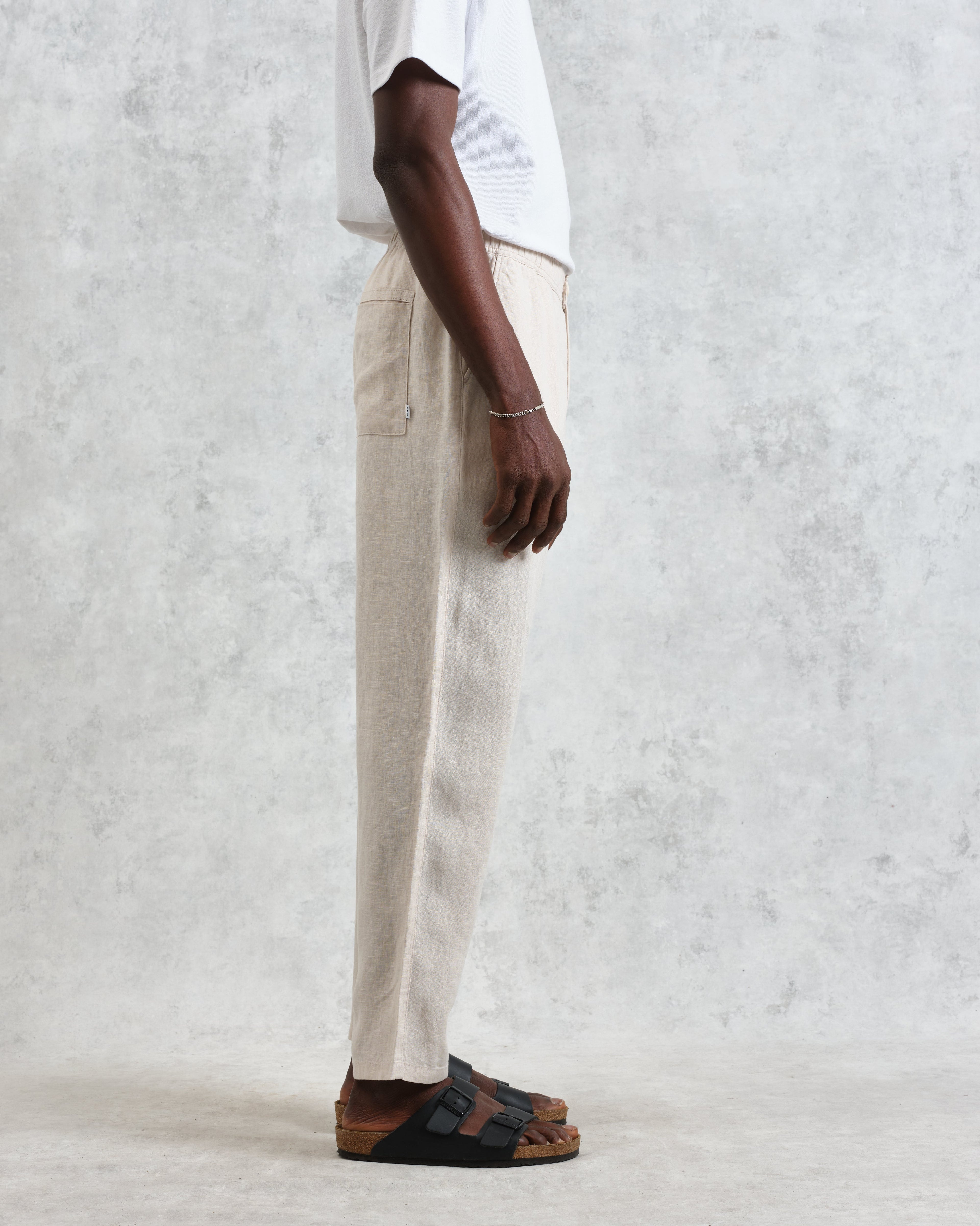 Kurt - Washed Beige Linen Trousers