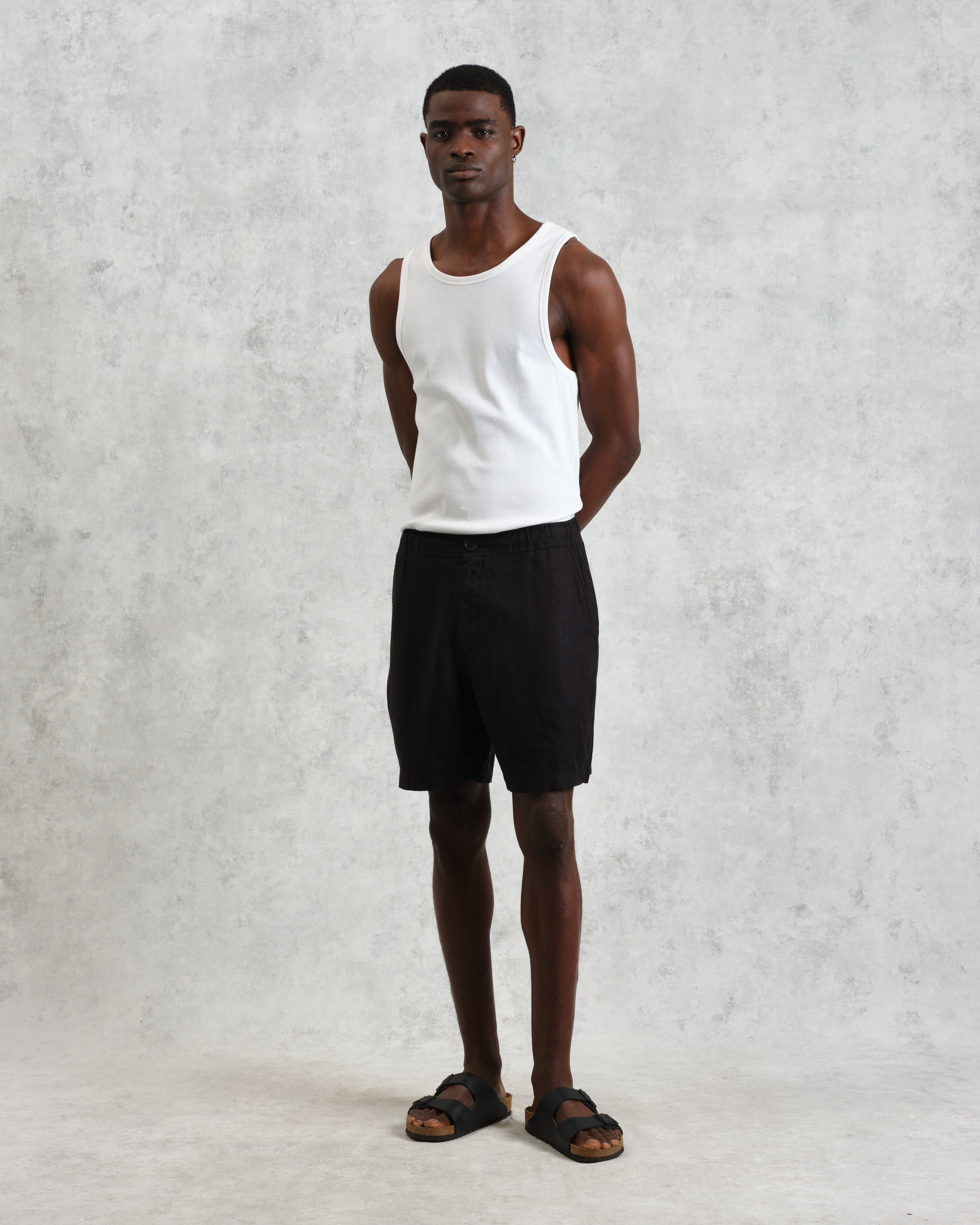 Kurt - Washed Black Linen Shorts