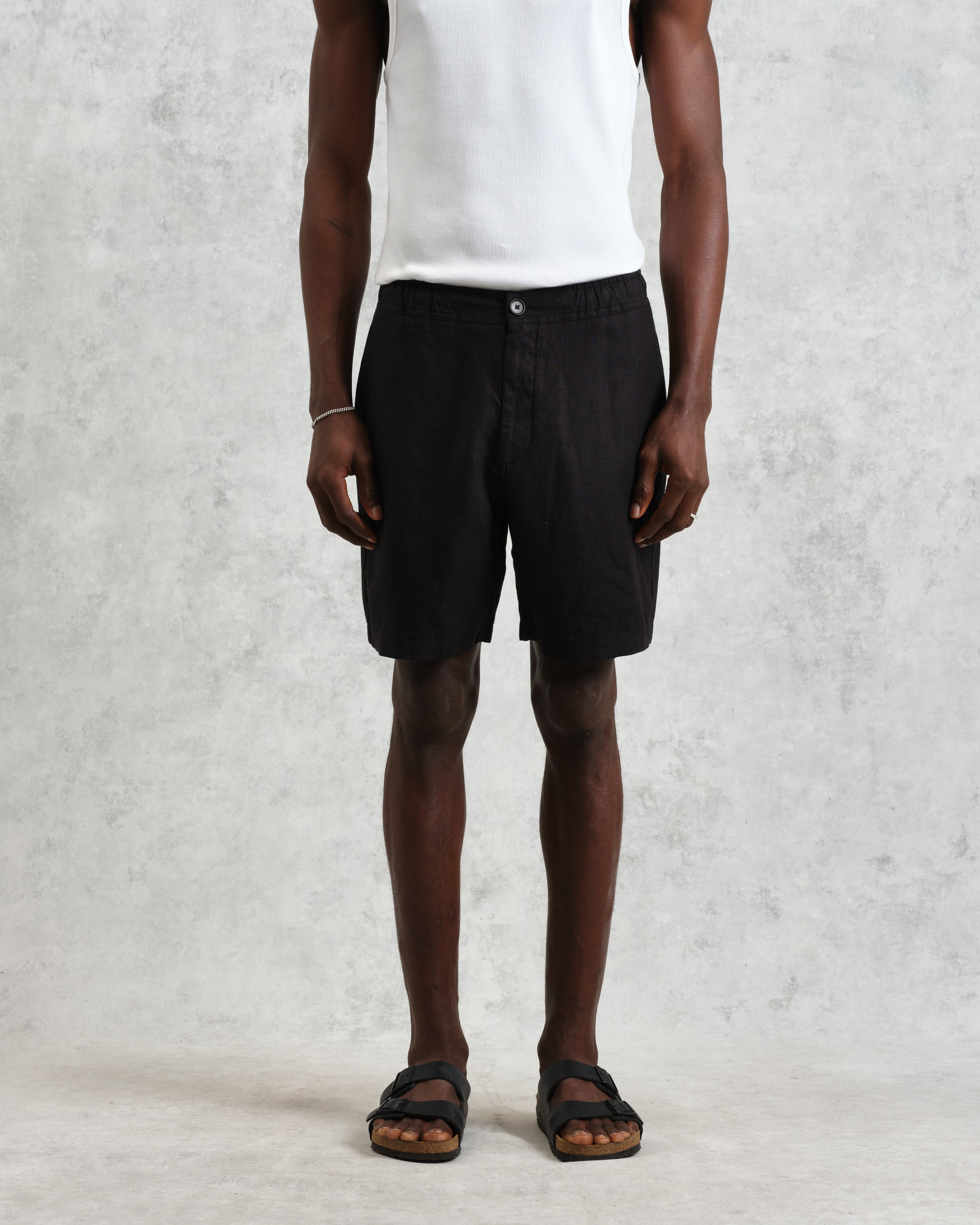 Kurt - Washed Black Linen Shorts