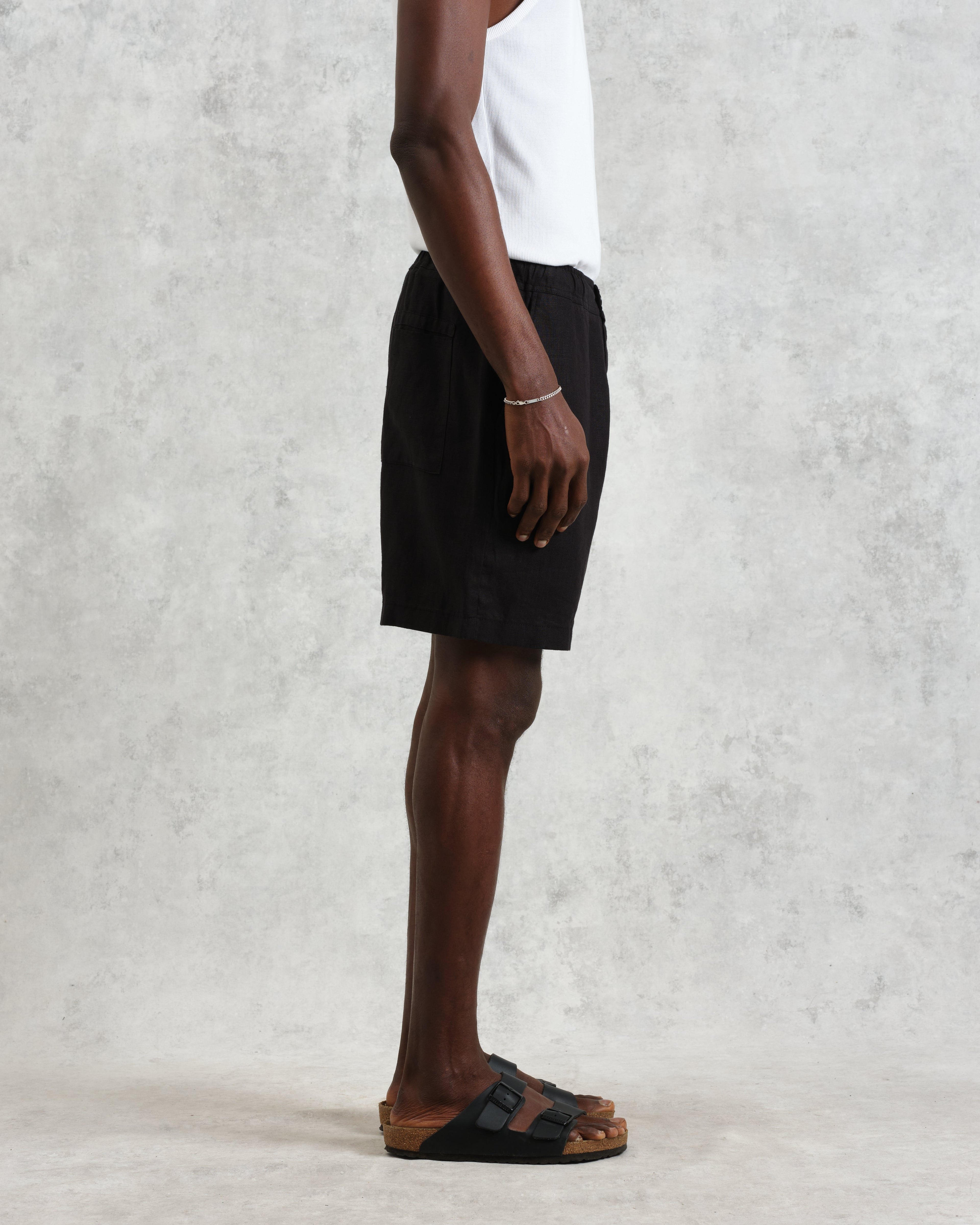 Kurt - Washed Black Linen Shorts