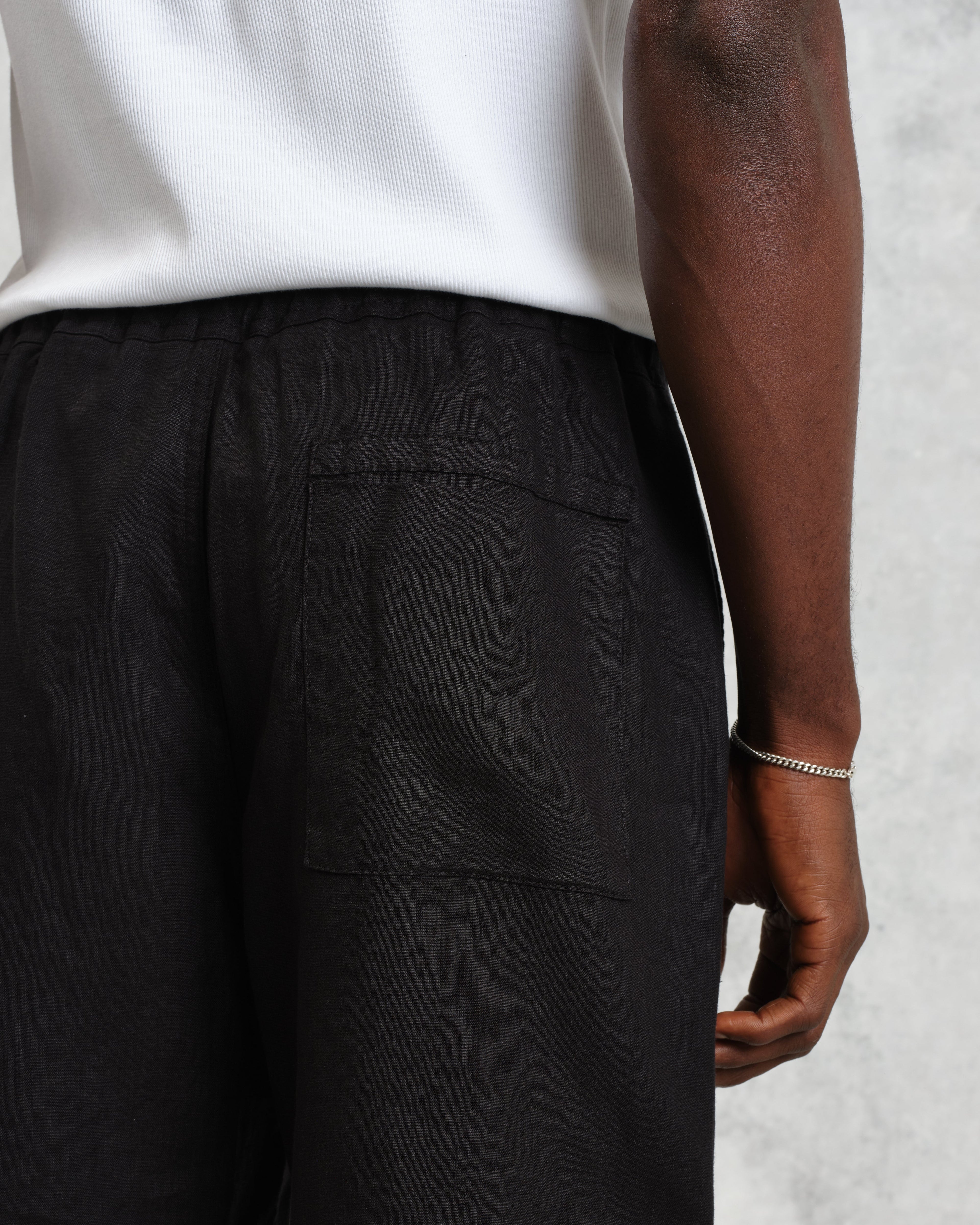 Kurt - Washed Black Linen Shorts