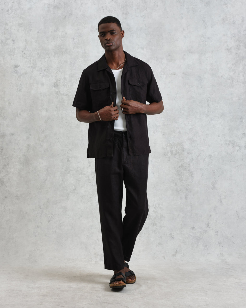 Kurt - Washed Black Linen Trousers