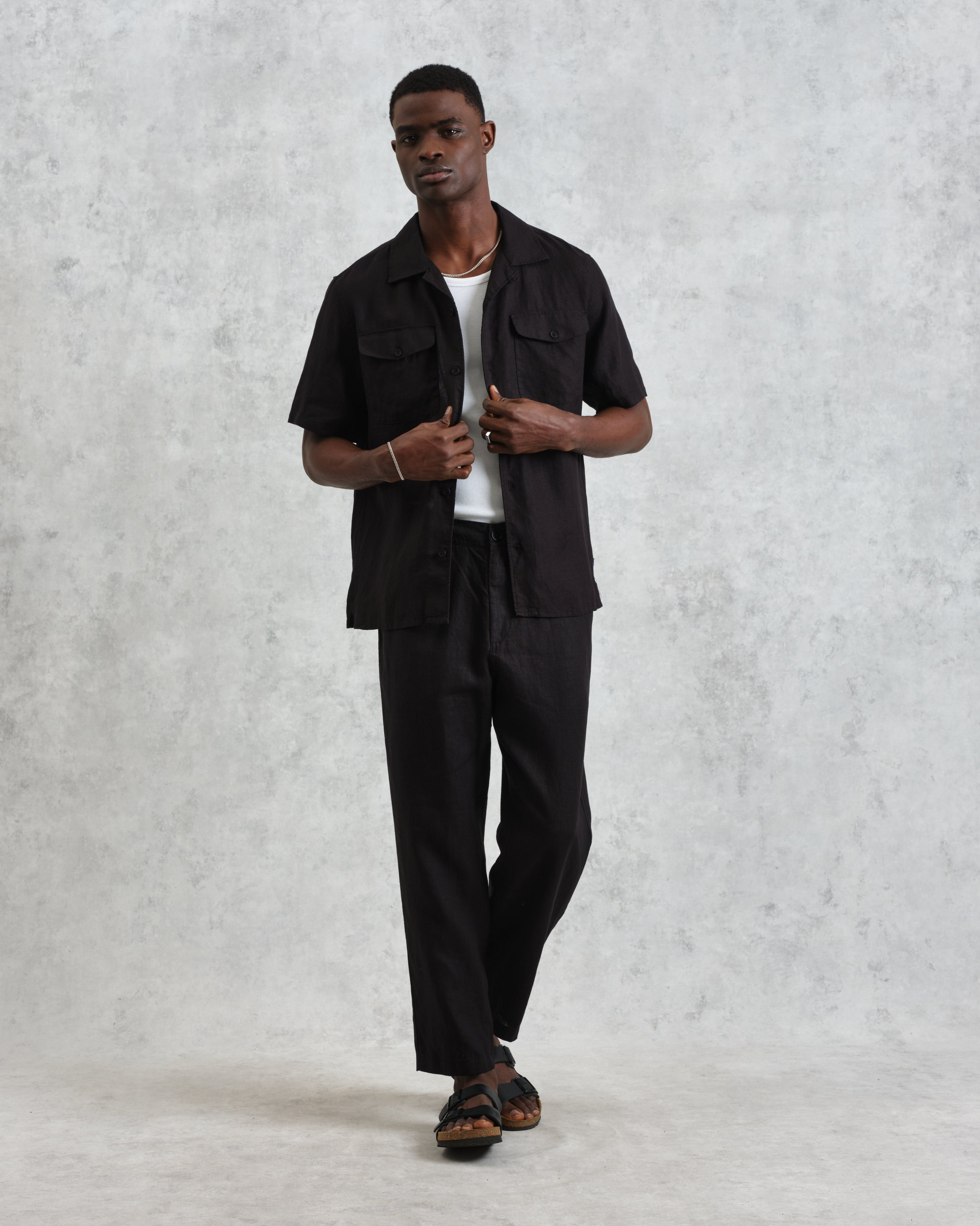 Kurt - Washed Black Linen Trousers