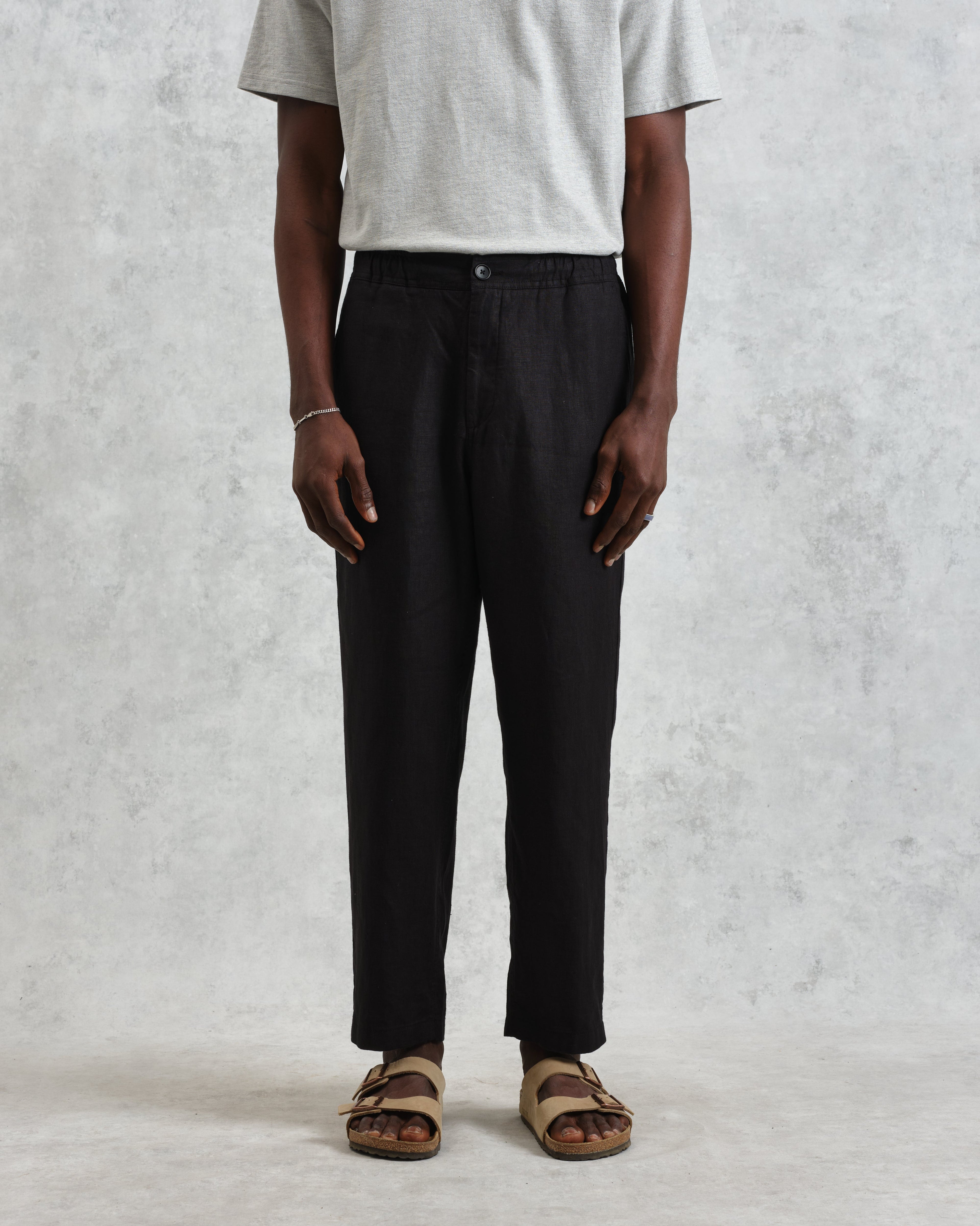 Kurt - Washed Black Linen Trousers
