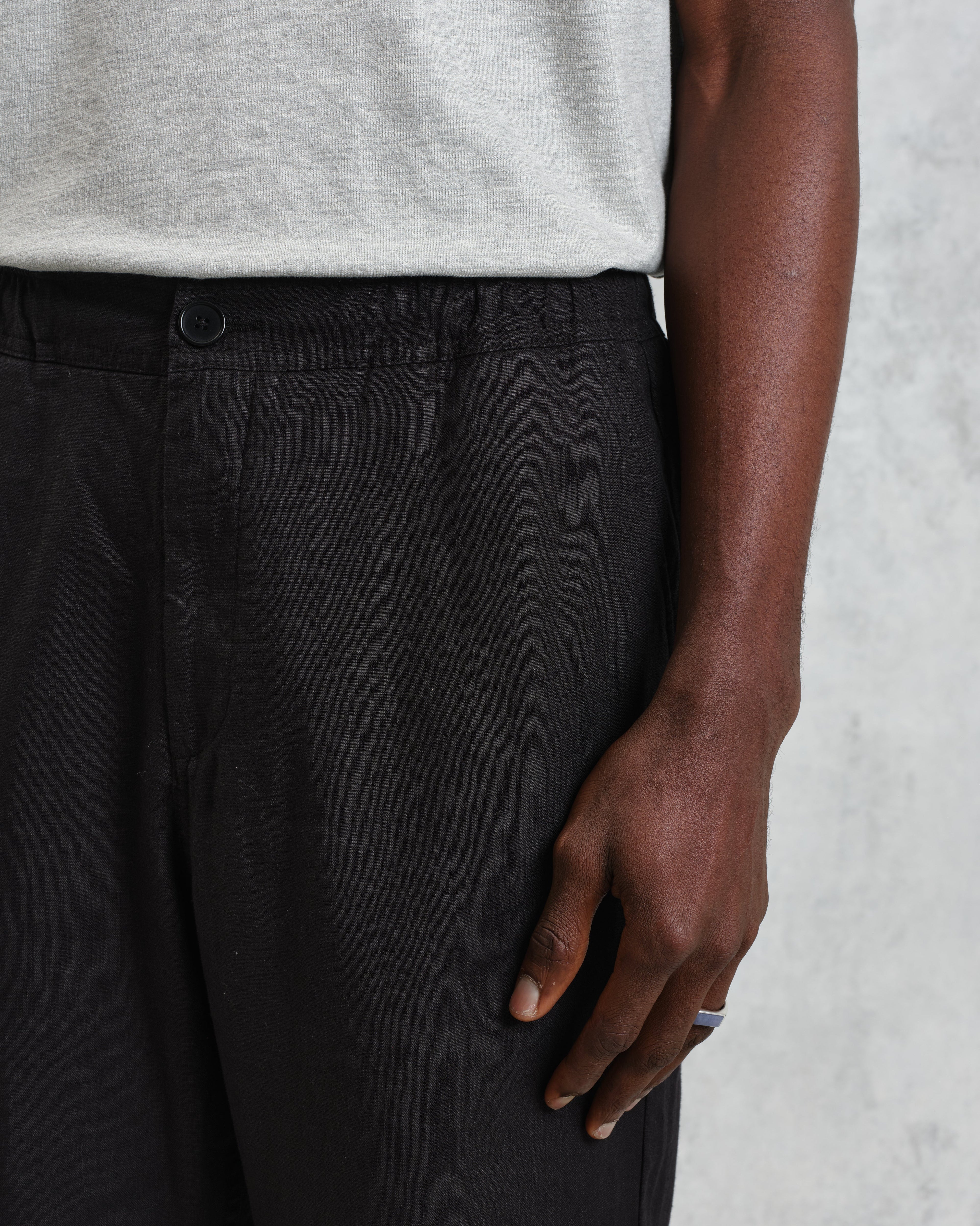 Kurt - Washed Black Linen Trousers