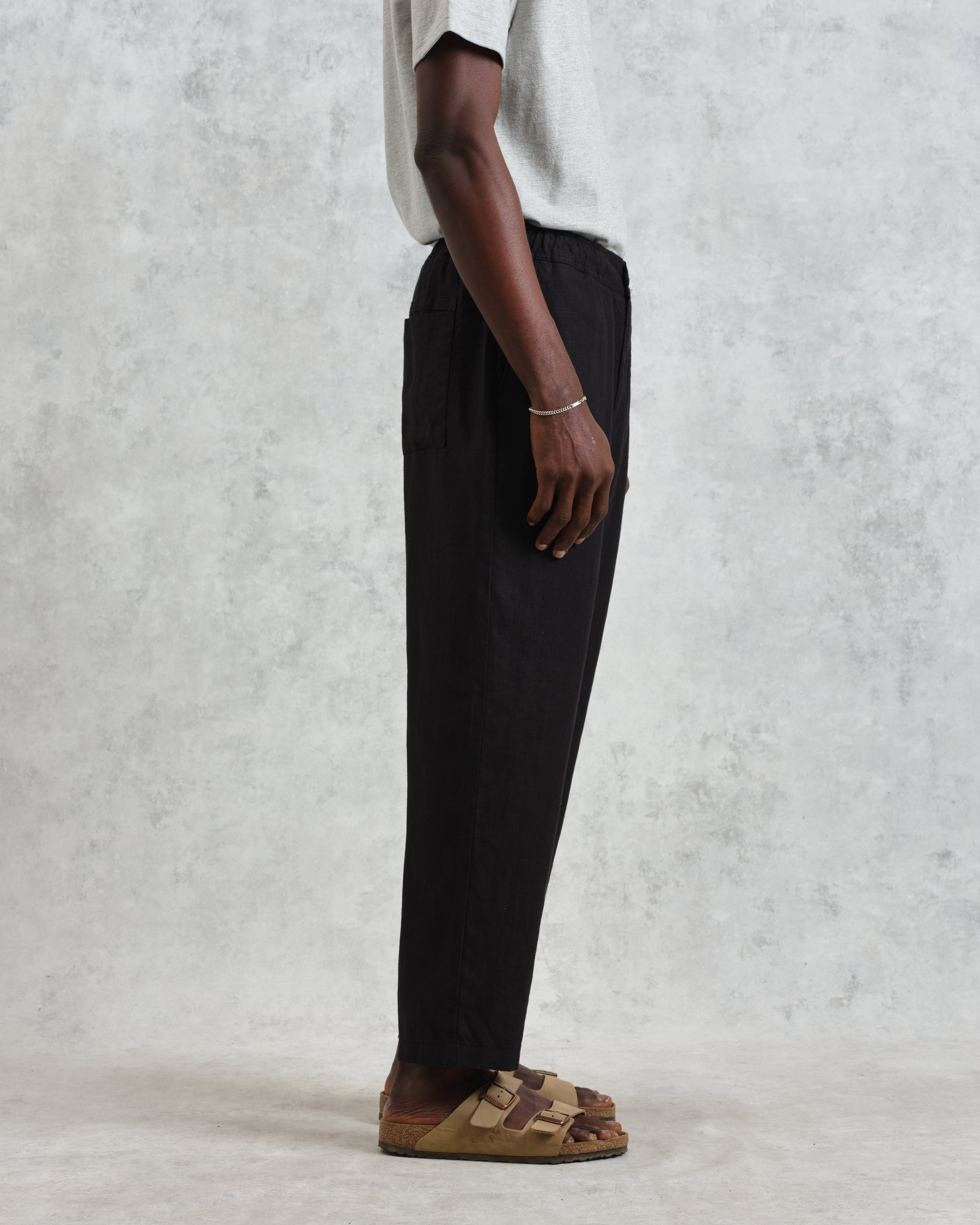 Kurt - Washed Black Linen Trousers