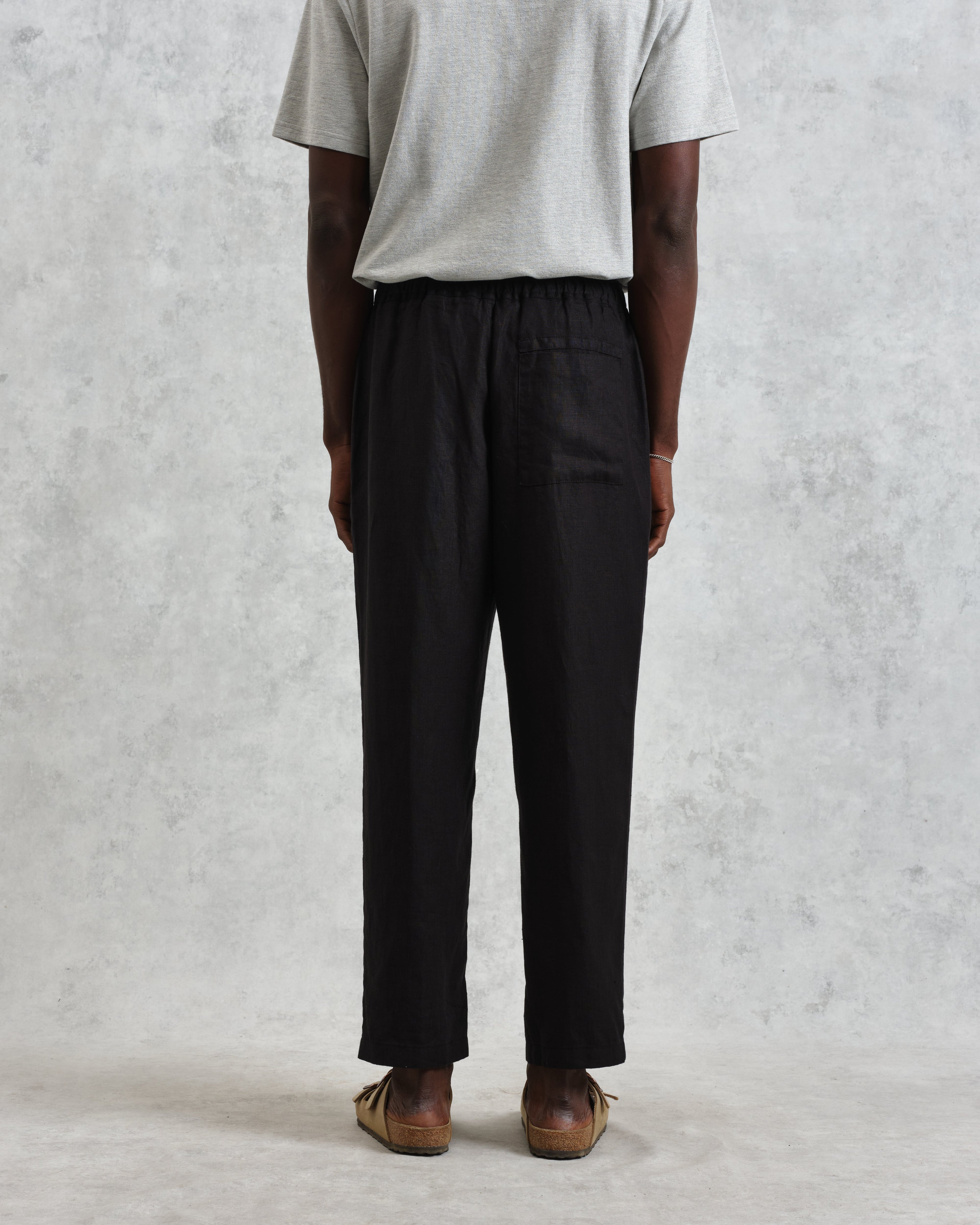 Kurt - Washed Black Linen Trousers