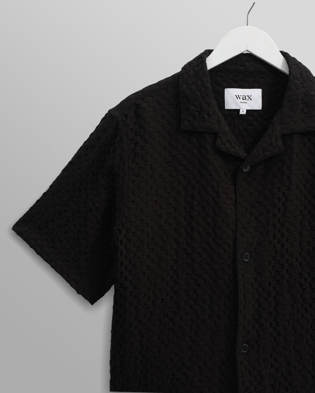 Lido - Black Dobby Cotton Weave Short-Sleeve Shirt