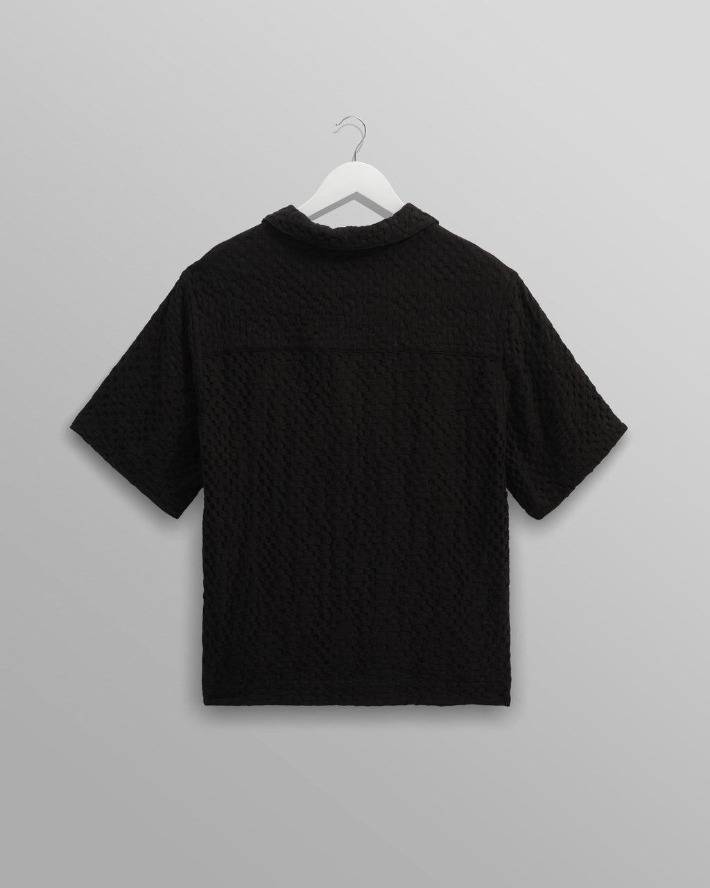 Lido - Black Dobby Cotton Weave Short-Sleeve Shirt