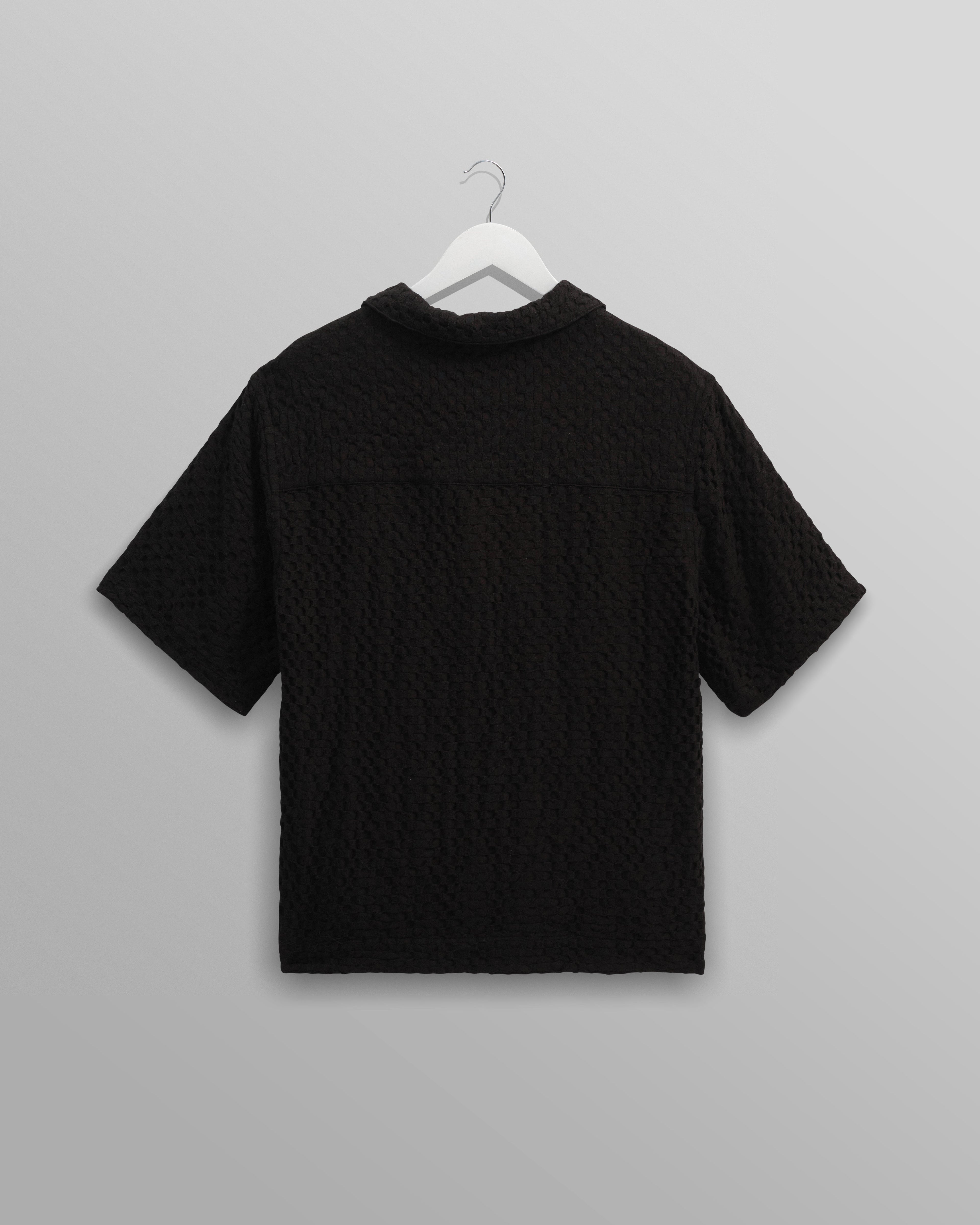 Lido - Black Dobby Cotton Weave Short-Sleeve Shirt