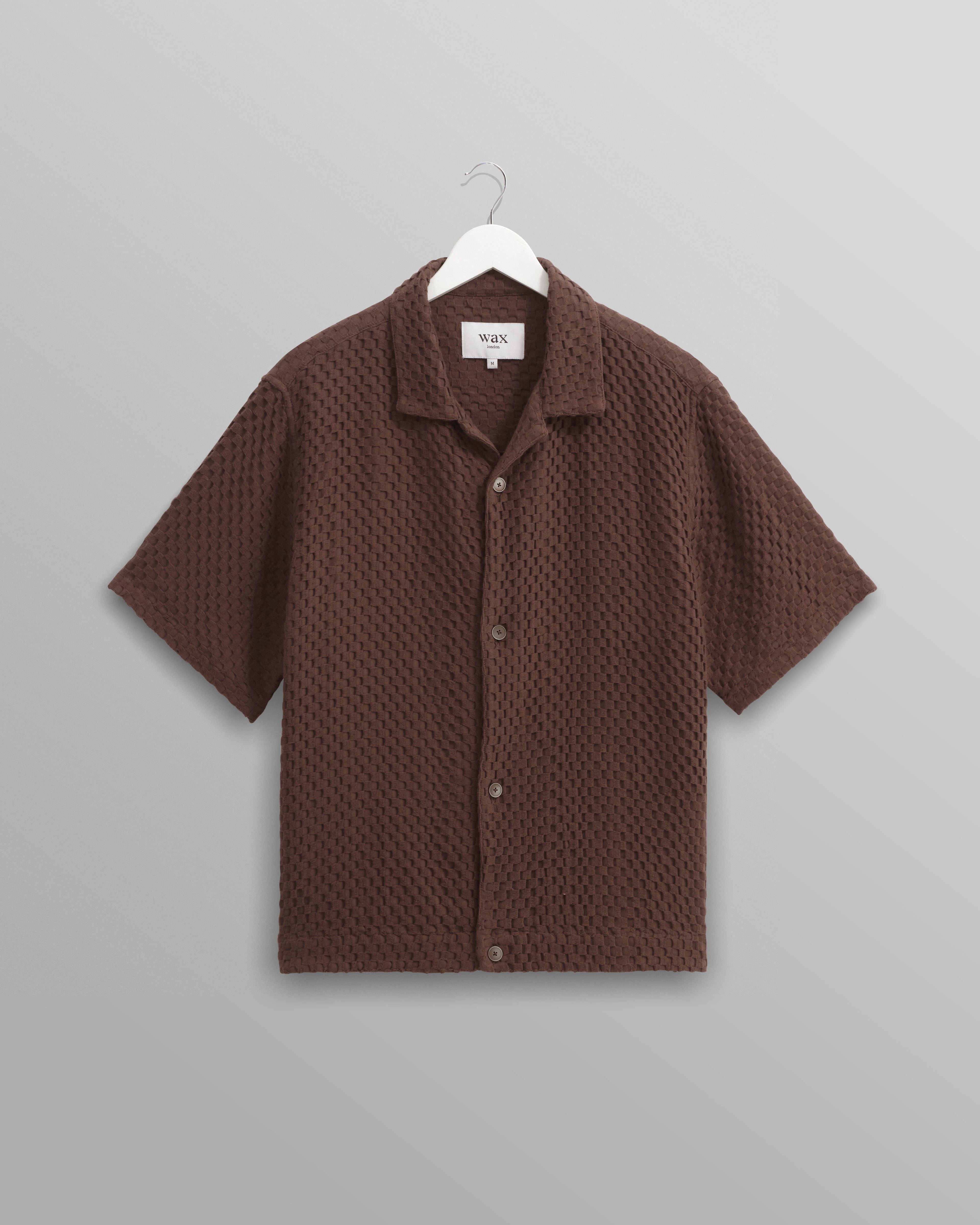Lido - Brown Dobby Cotton Weave Short-Sleeve Shirt