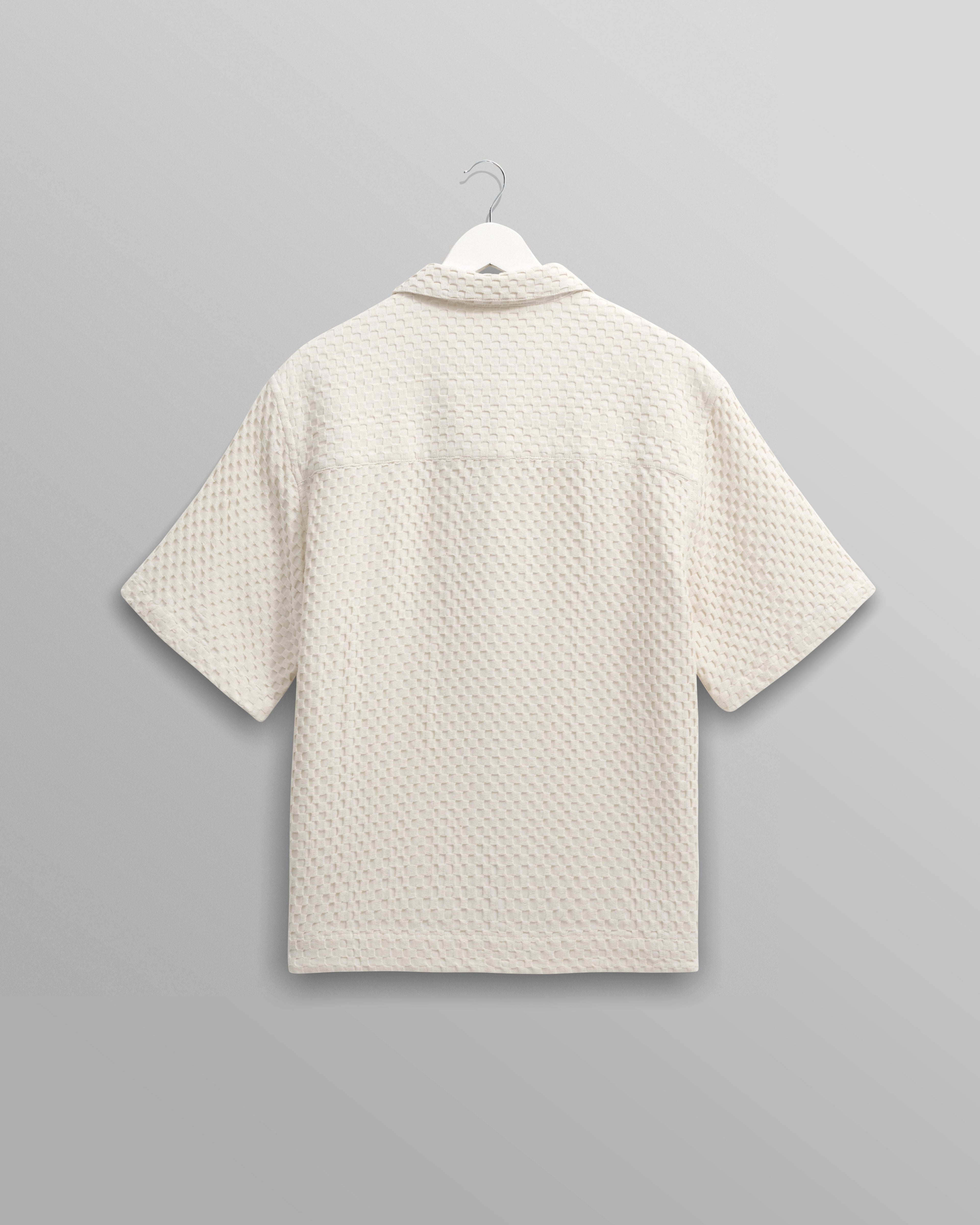 Lido - Ecru Dobby Cotton Weave Short-Sleeve Shirt
