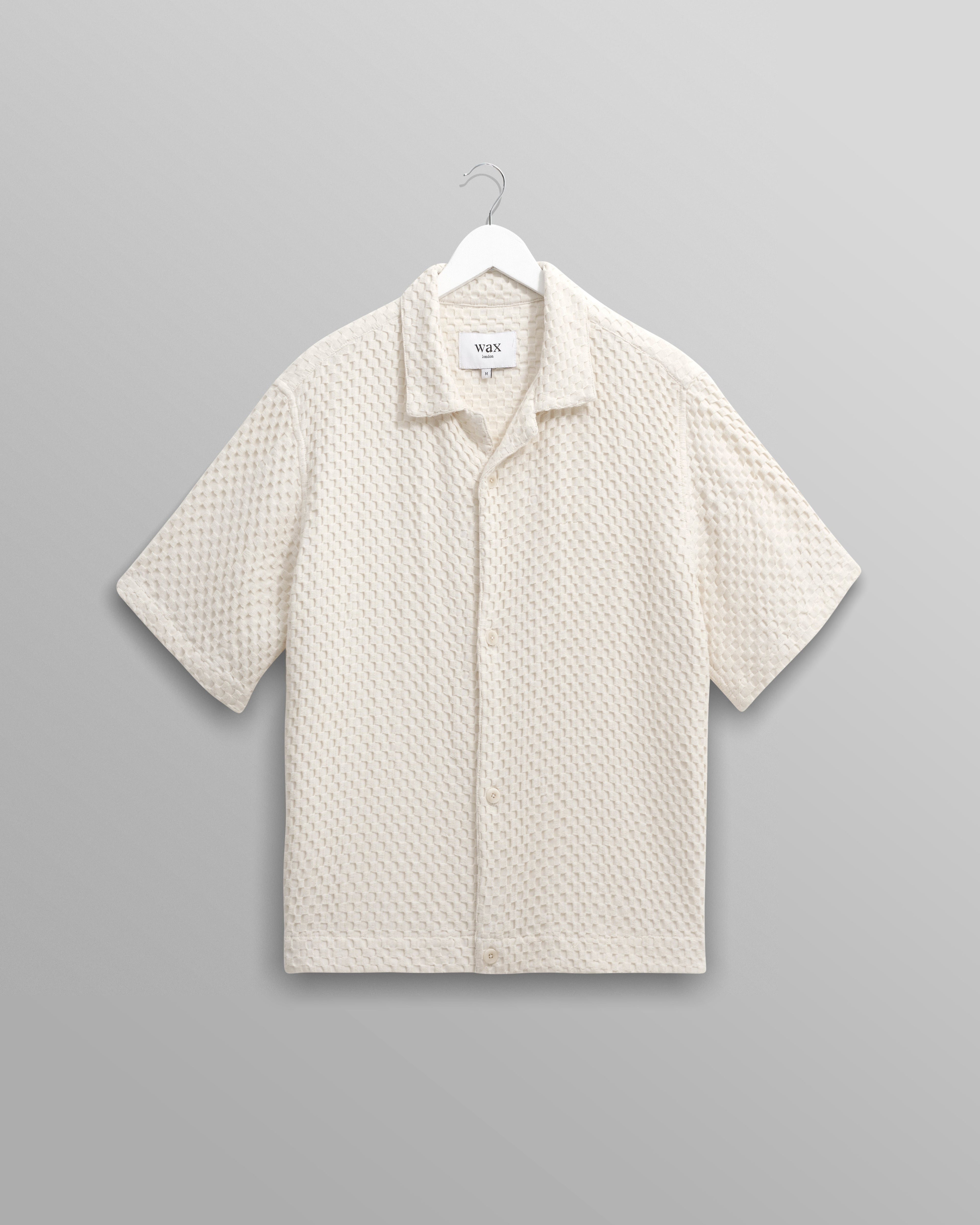 Lido - Ecru Dobby Cotton Weave Short-Sleeve Shirt