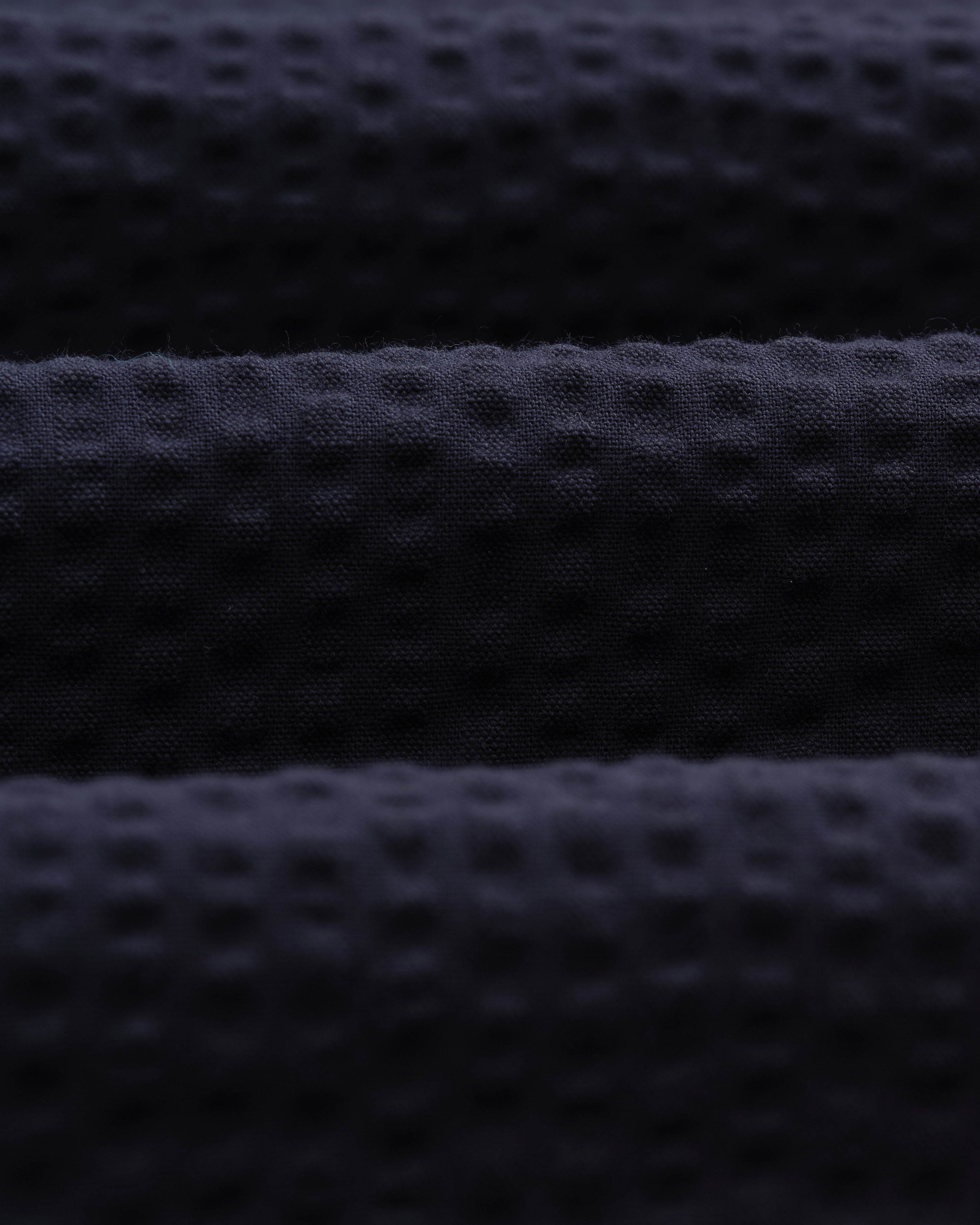 Linton - Navy Cotton Seersucker Pleated Shorts