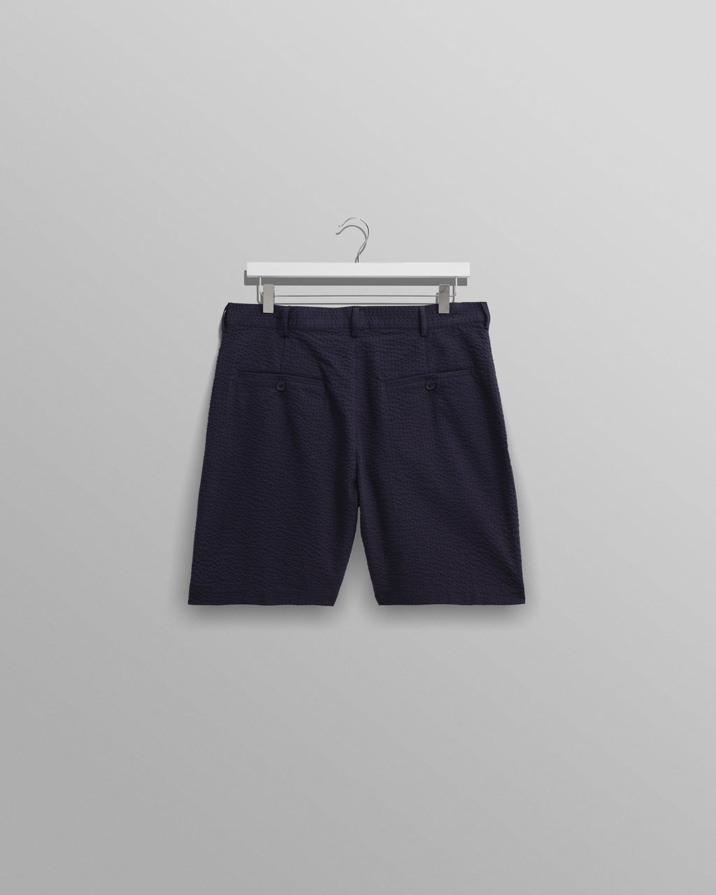 Linton - Navy Cotton Seersucker Pleated Shorts