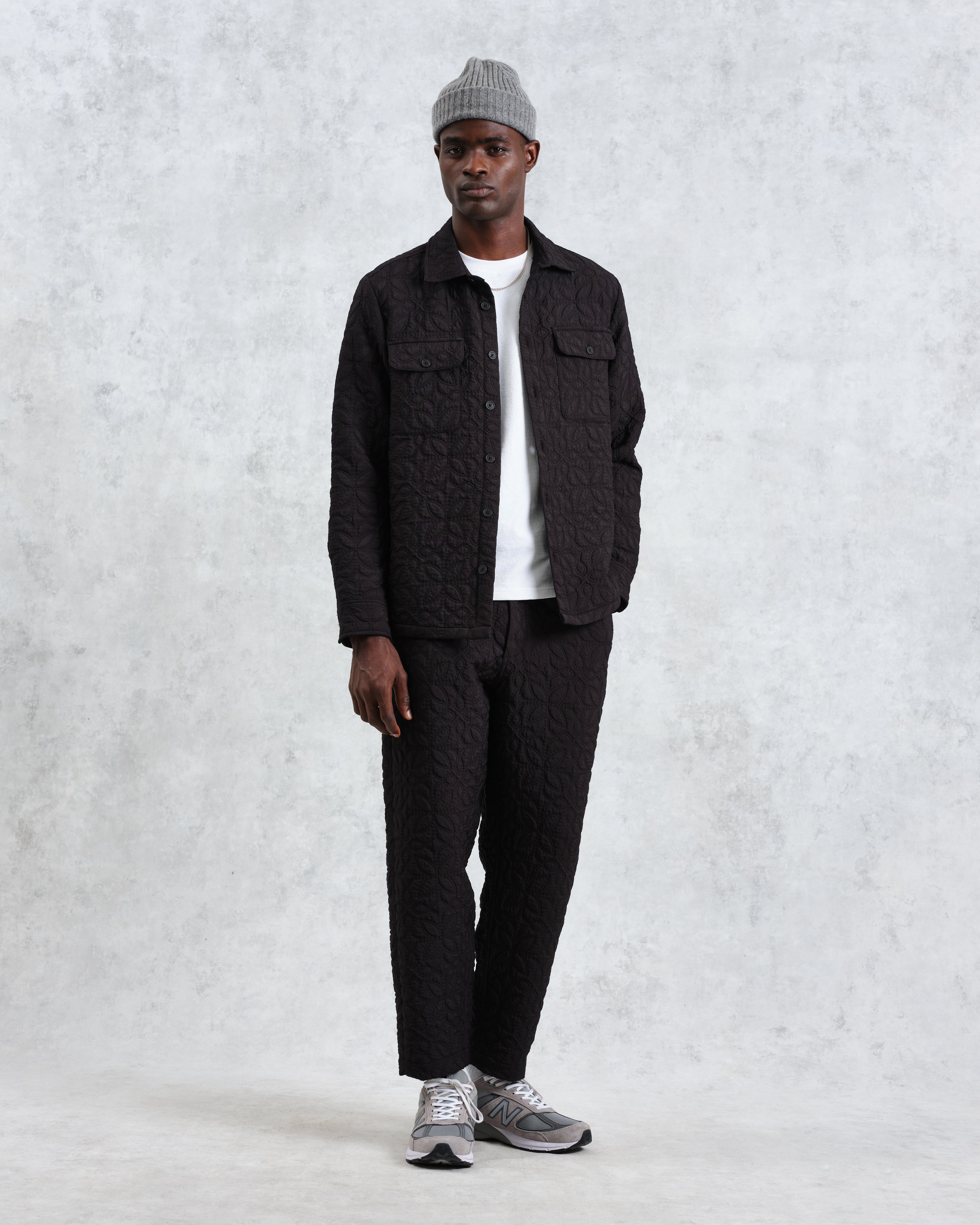 Lomond - Black Petal Jacquard Quilted Overshirt
