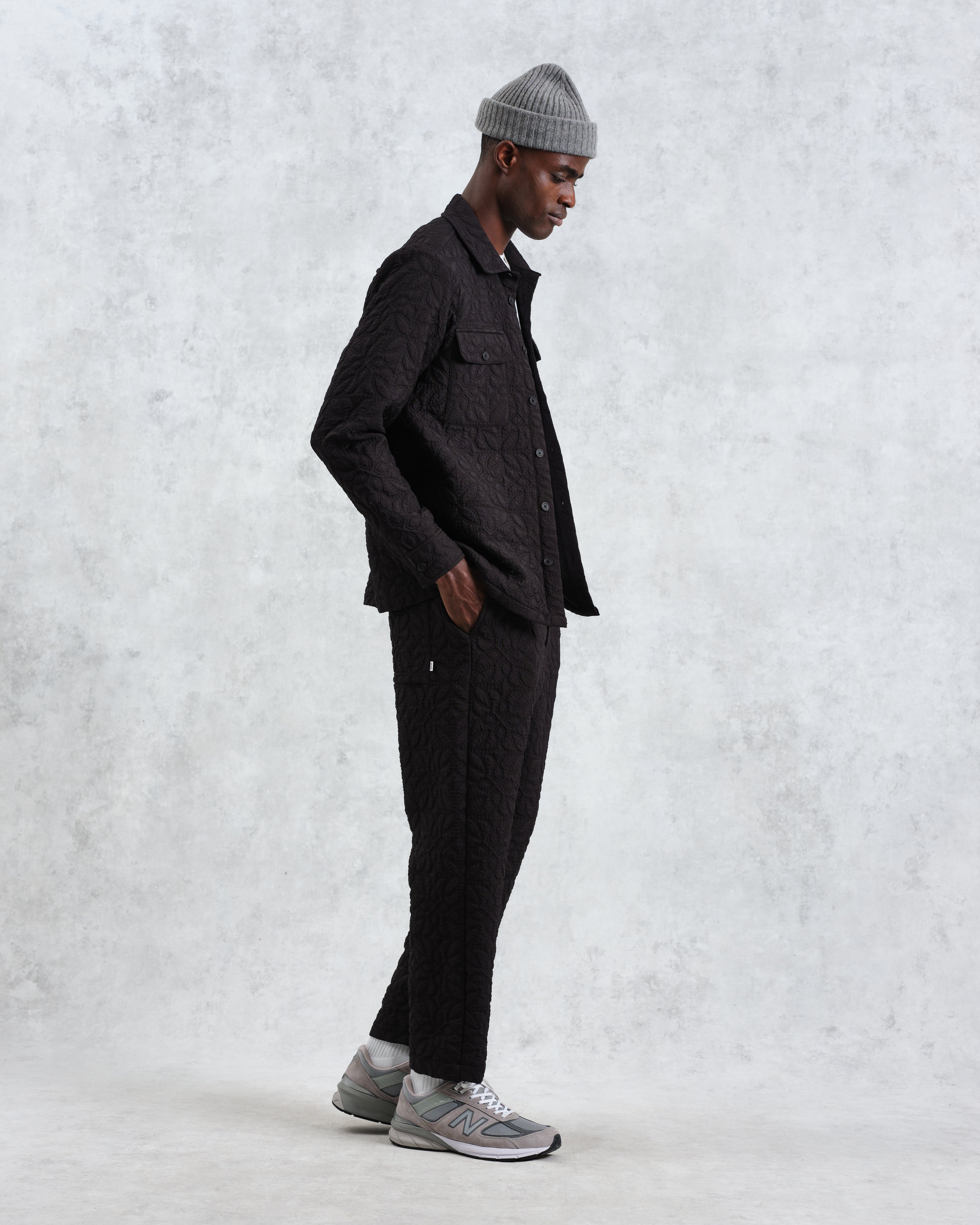 Lomond - Black Petal Jacquard Quilted Overshirt