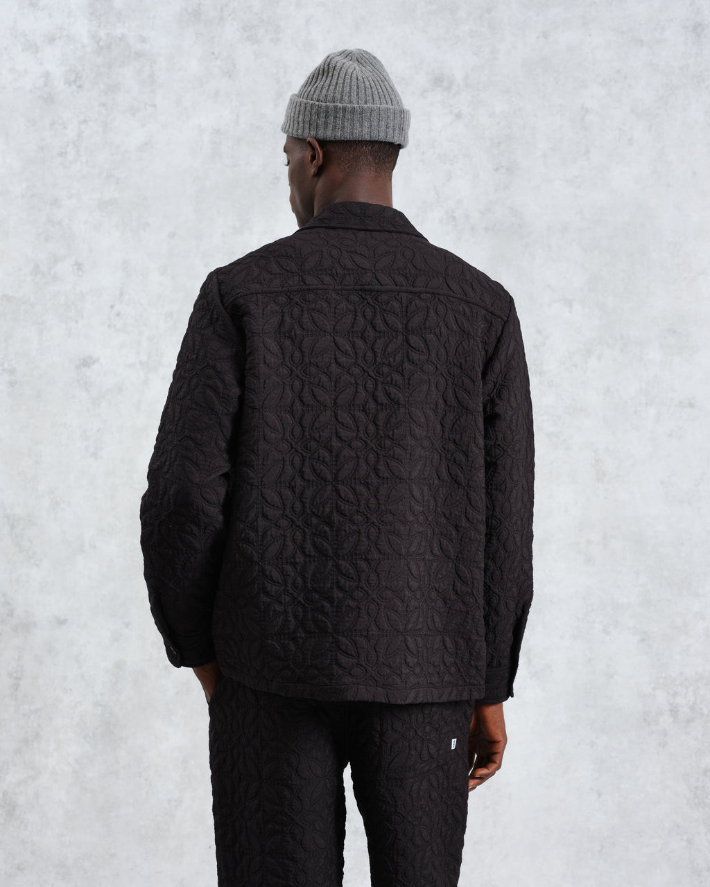 Lomond - Black Petal Jacquard Quilted Overshirt