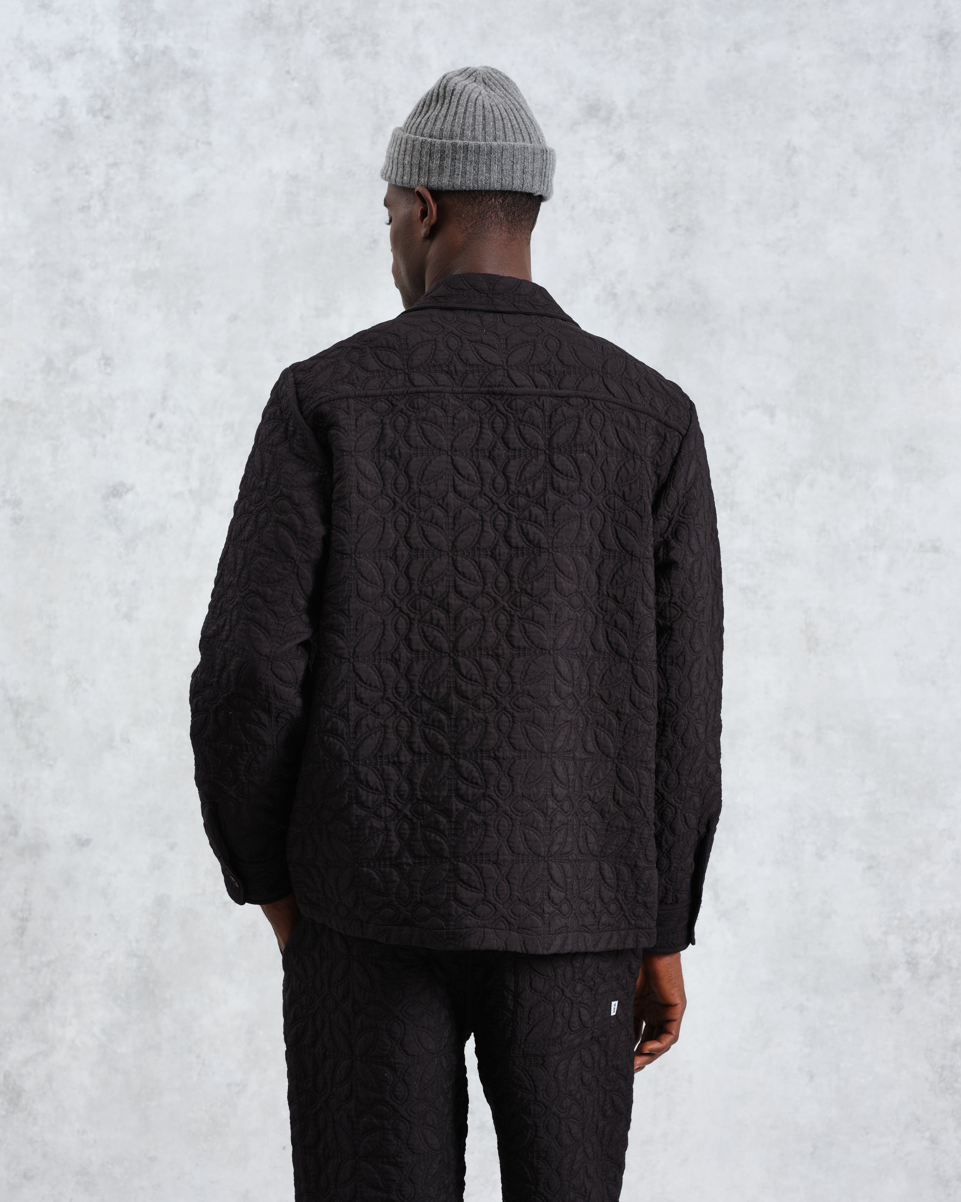 Lomond - Black Petal Jacquard Quilted Overshirt