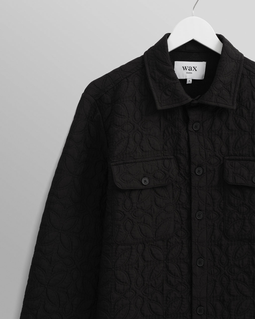 Lomond - Black Petal Jacquard Quilted Overshirt