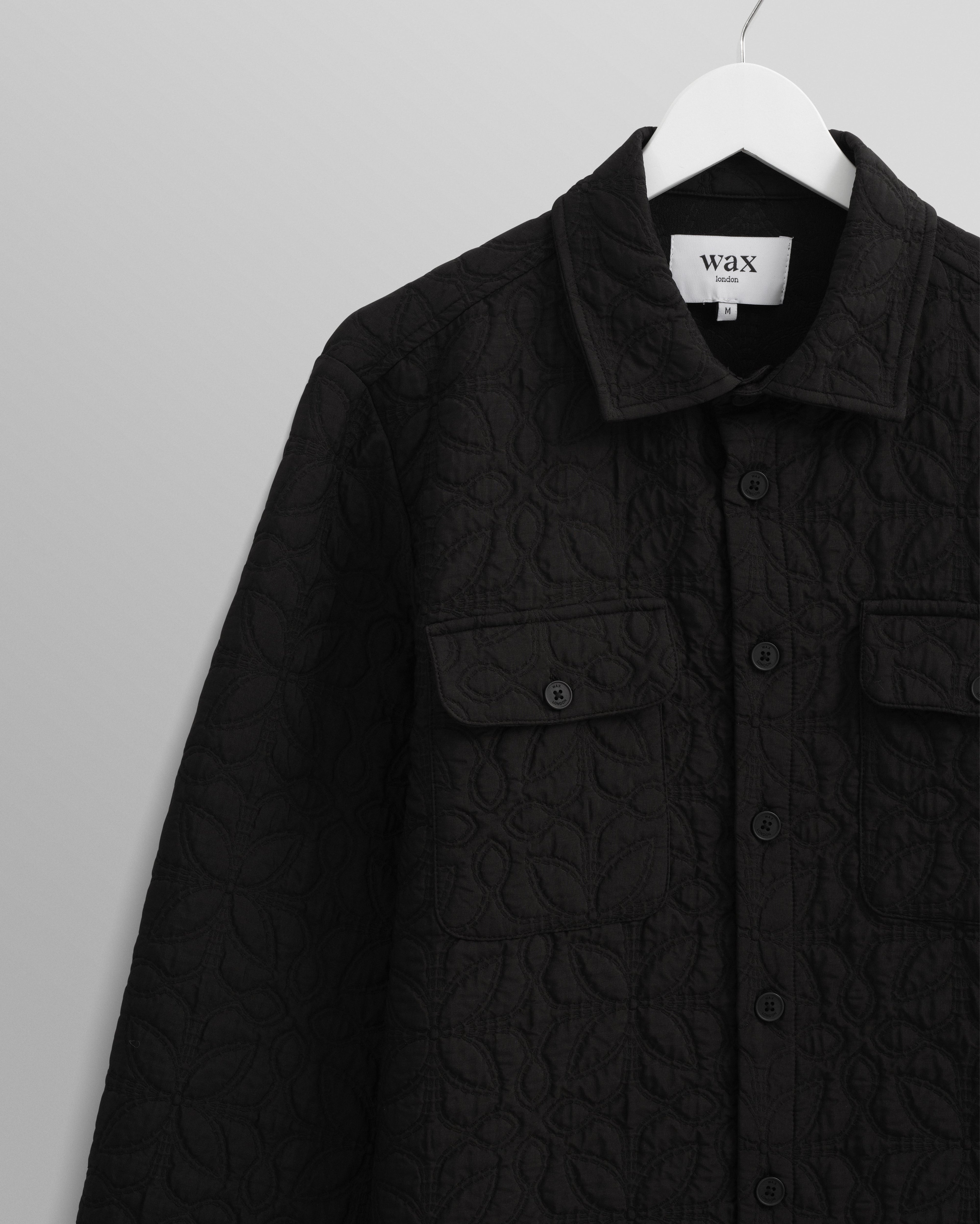 Lomond - Black Petal Jacquard Quilted Overshirt