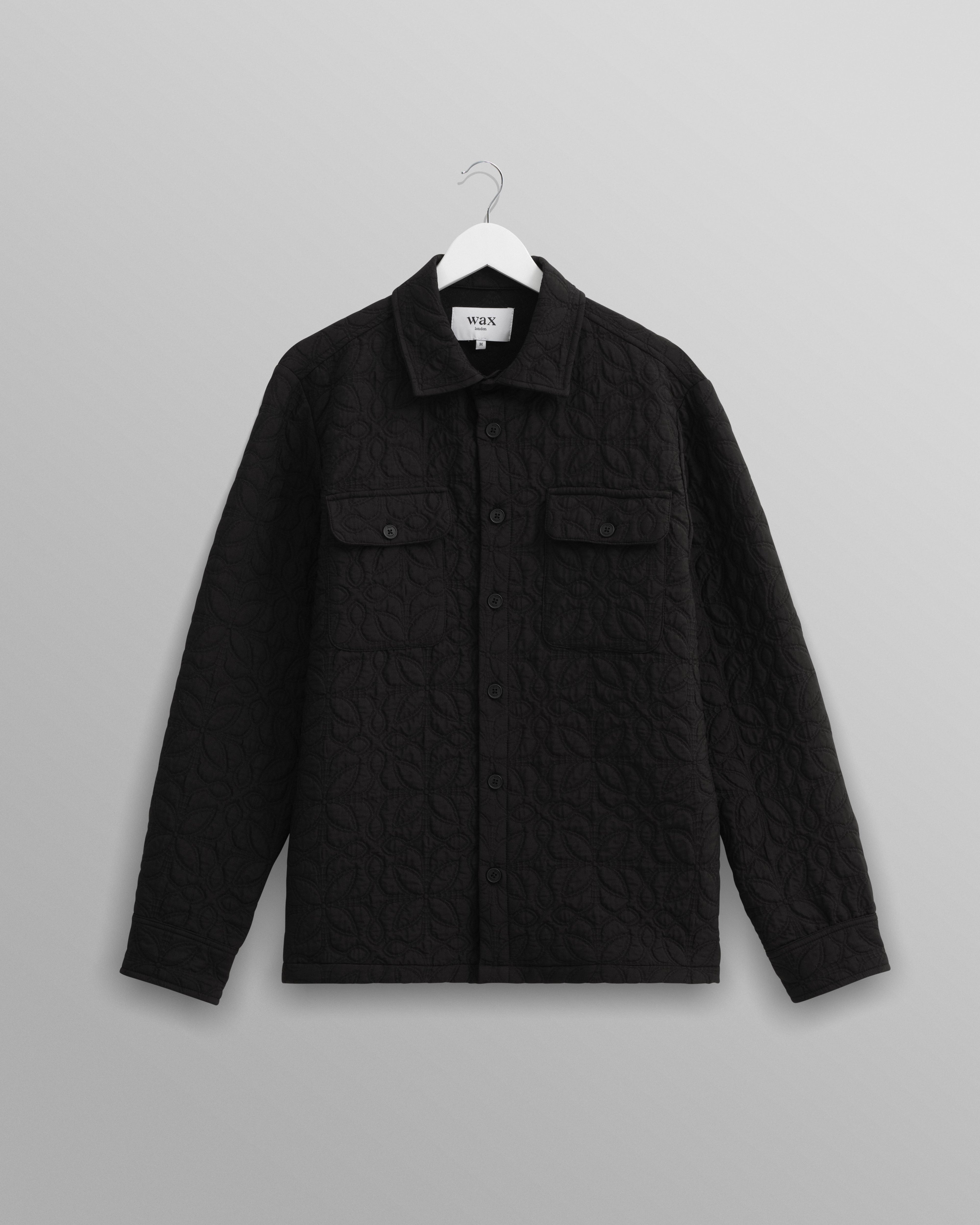 Lomond - Black Petal Jacquard Quilted Overshirt