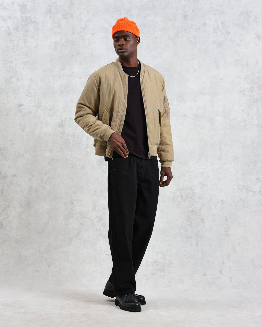 Malvern - Washed Khaki Nylon Bomber Jacket