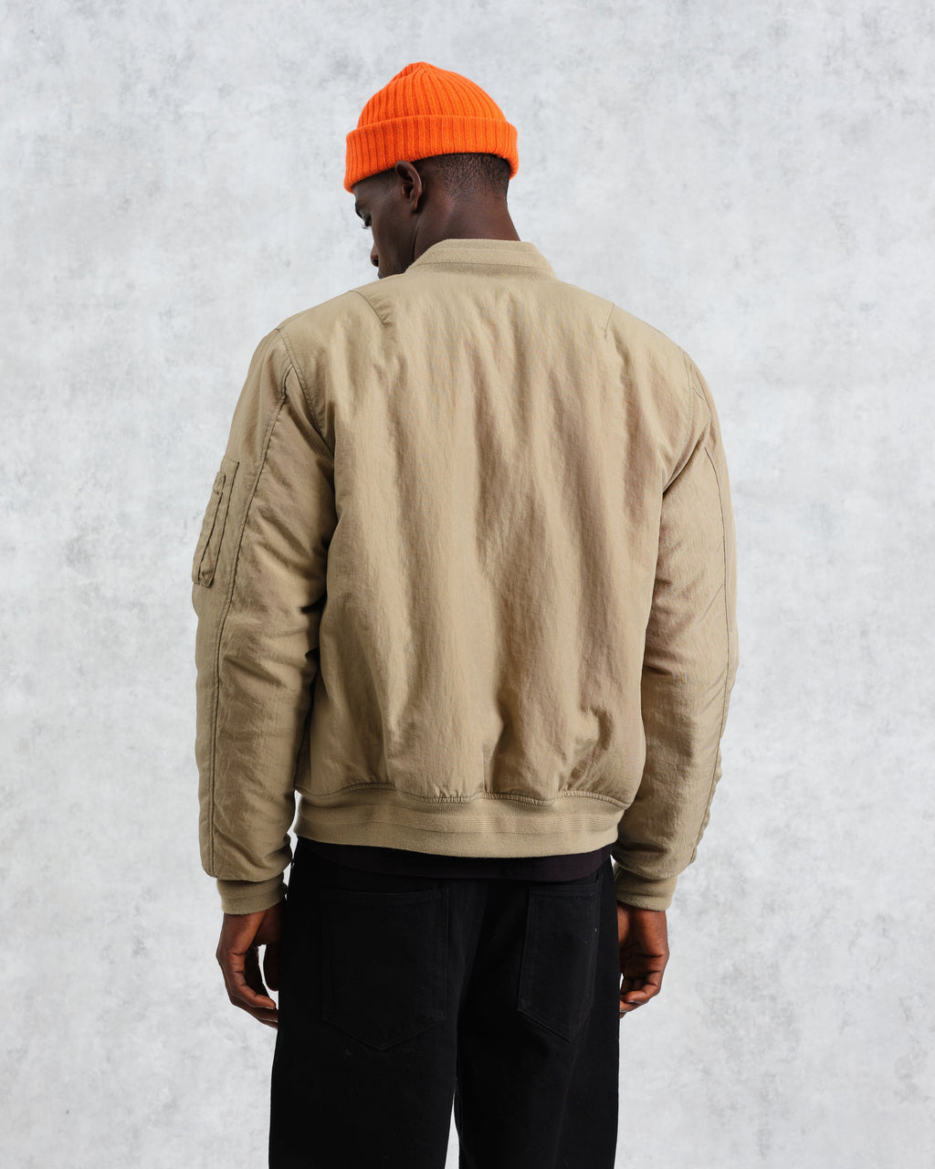 Malvern - Washed Khaki Nylon Bomber Jacket