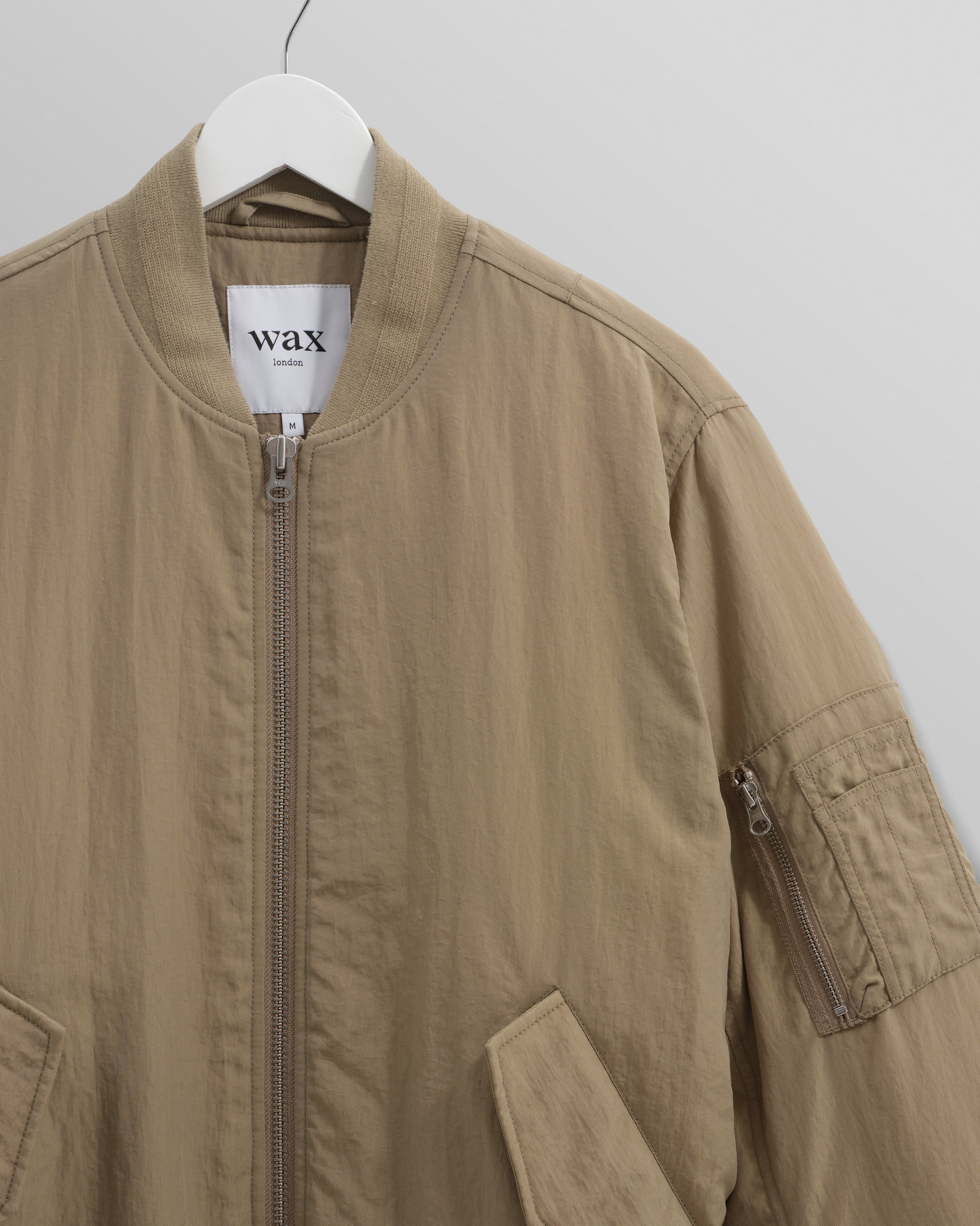 Malvern - Washed Khaki Nylon Bomber Jacket