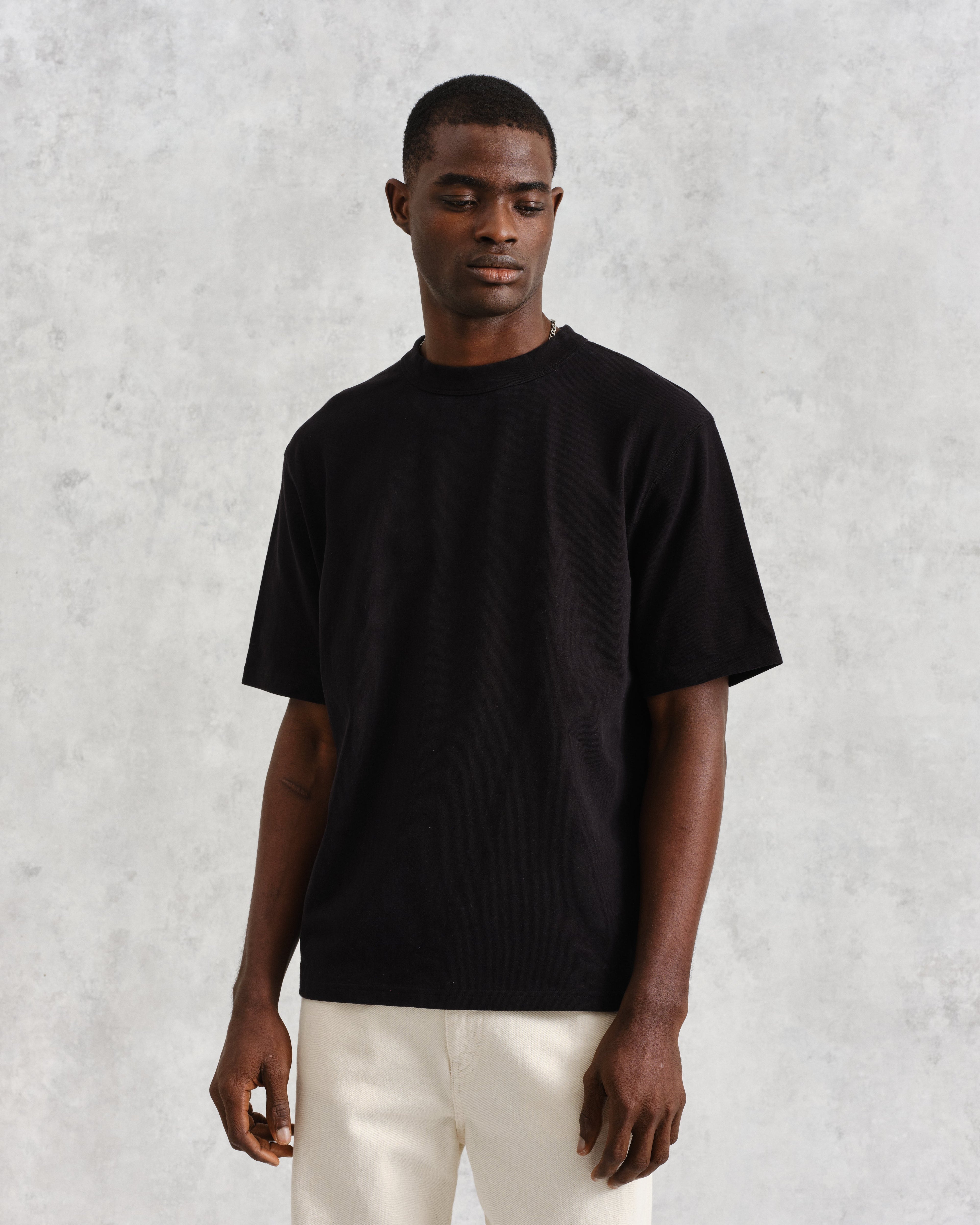 Milton - Black Organic Compact Cotton T-Shirt