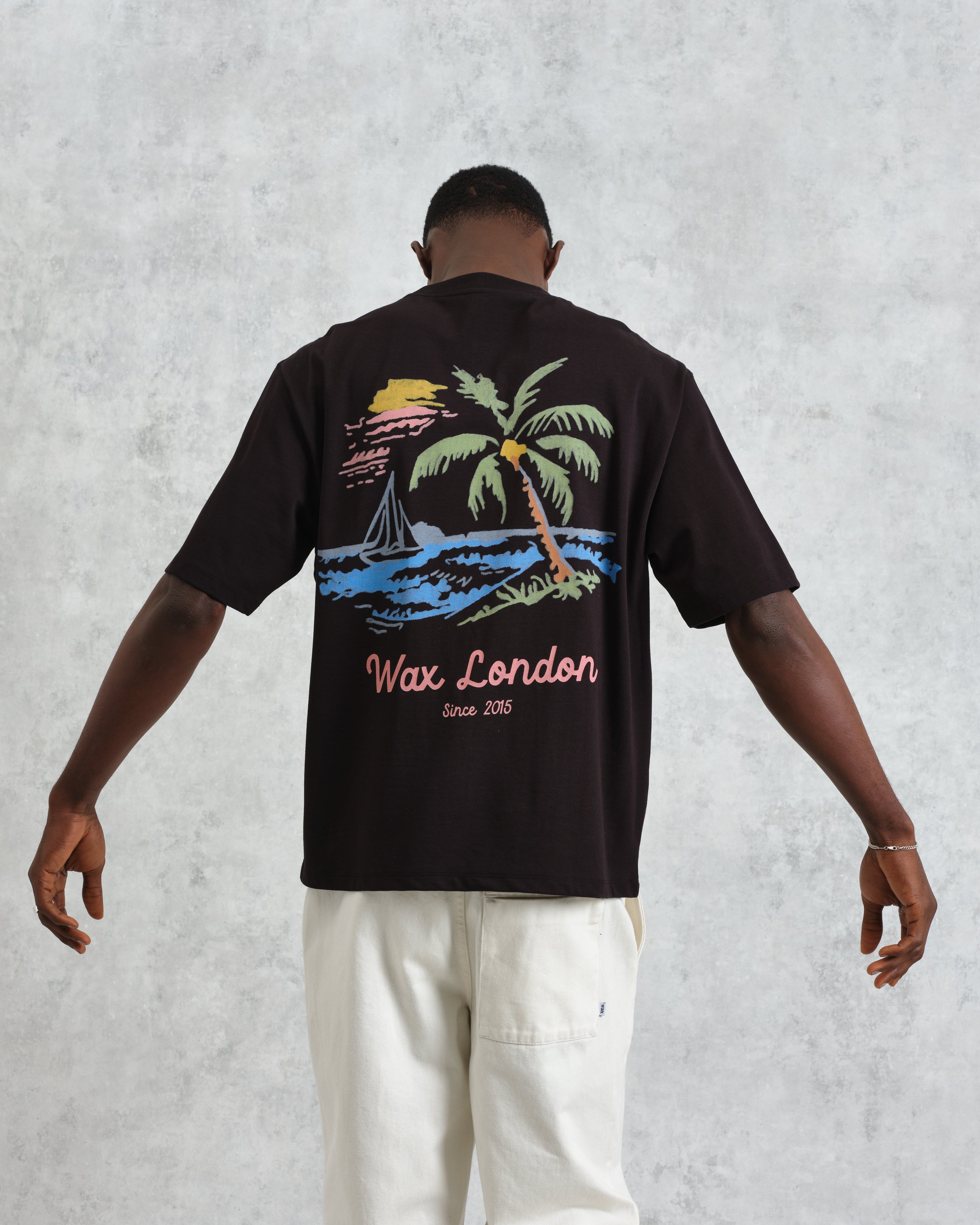 Milton - Black Painted Beach Graphic Cotton T-Shirt