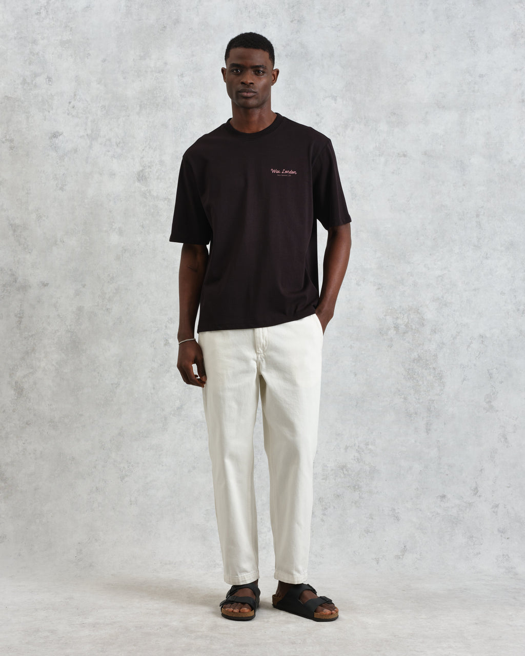 Milton - Black Painted Beach Graphic Cotton T-Shirt