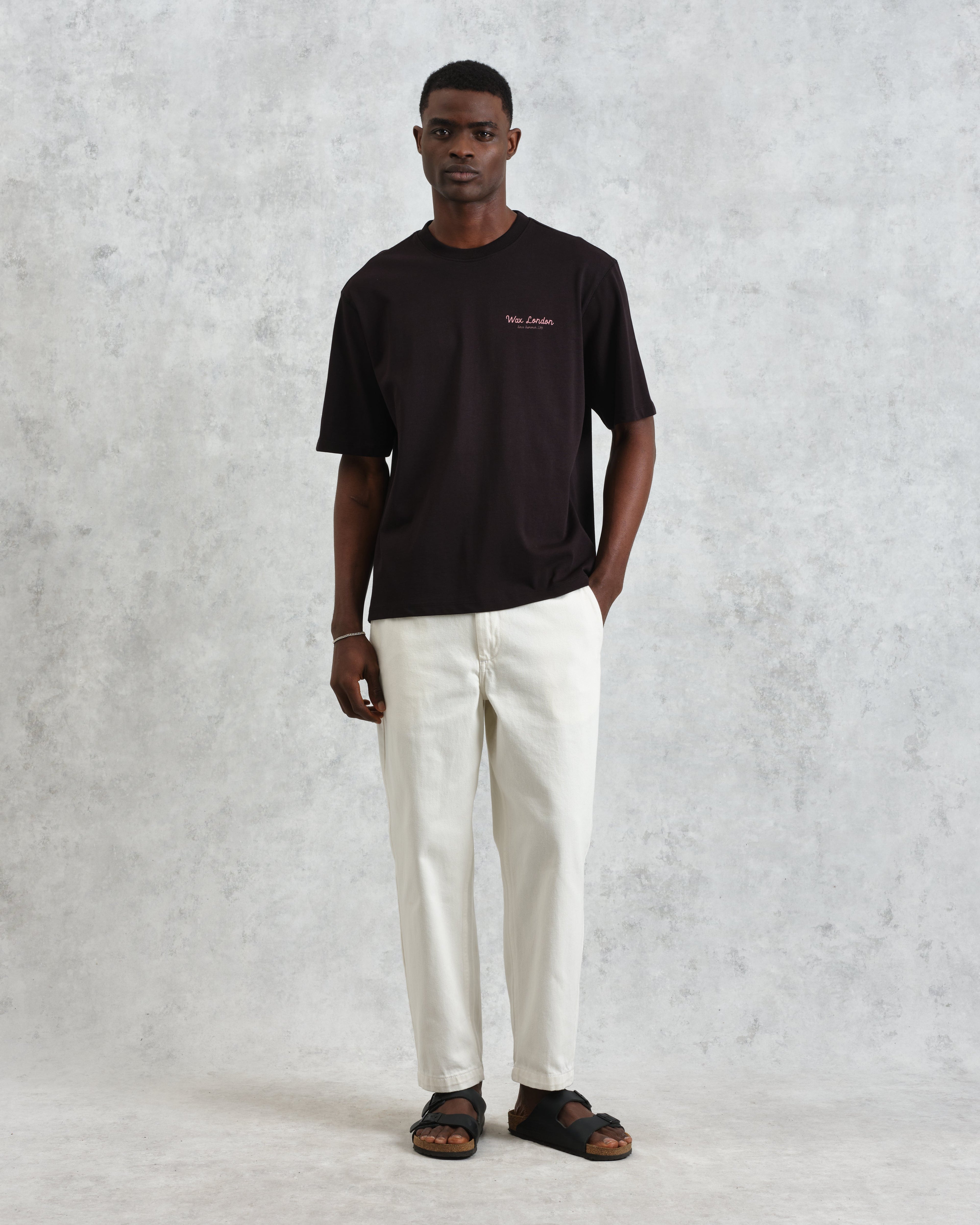 Milton - Black Painted Beach Graphic Cotton T-Shirt