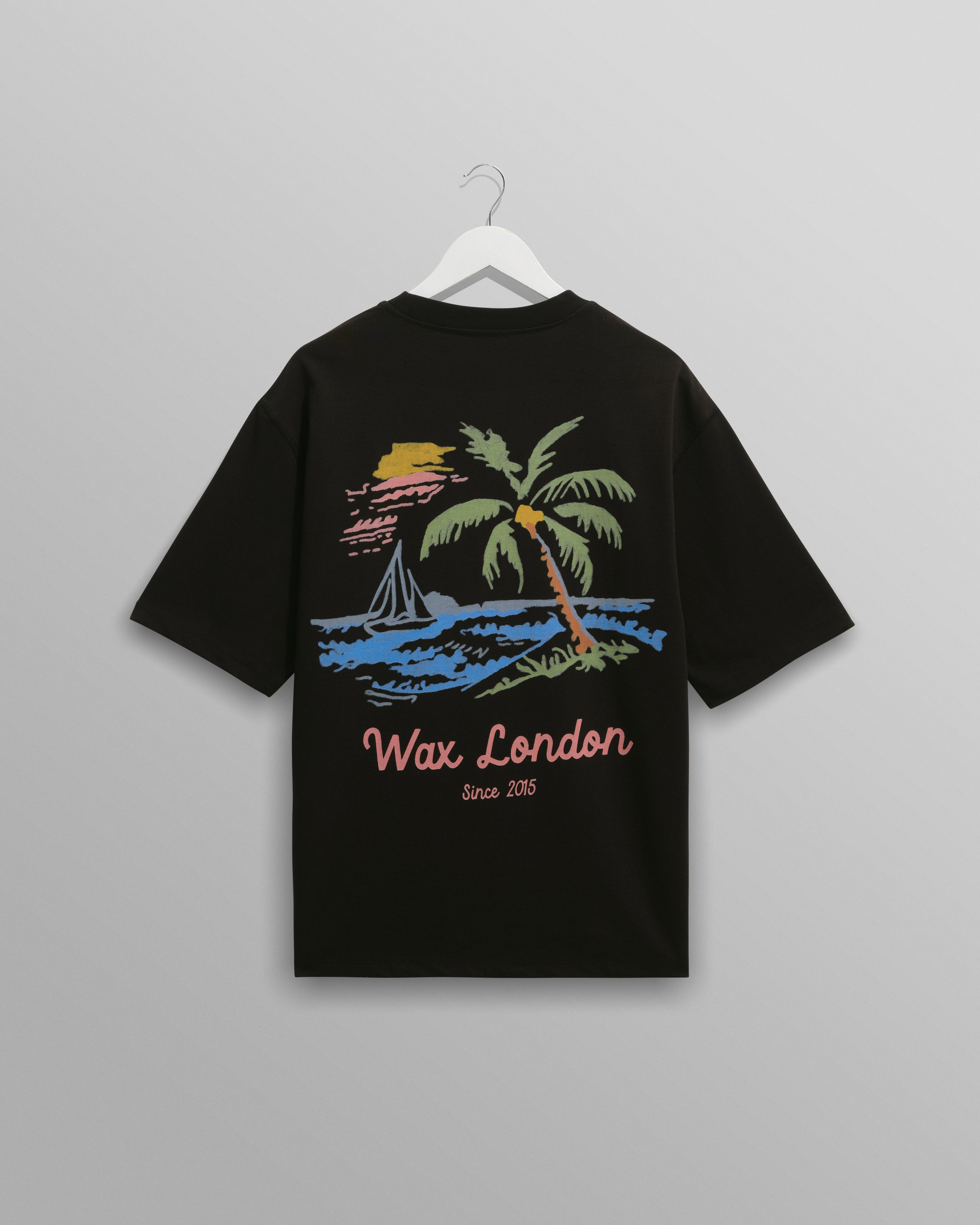 Milton - Black Painted Beach Graphic Cotton T-Shirt