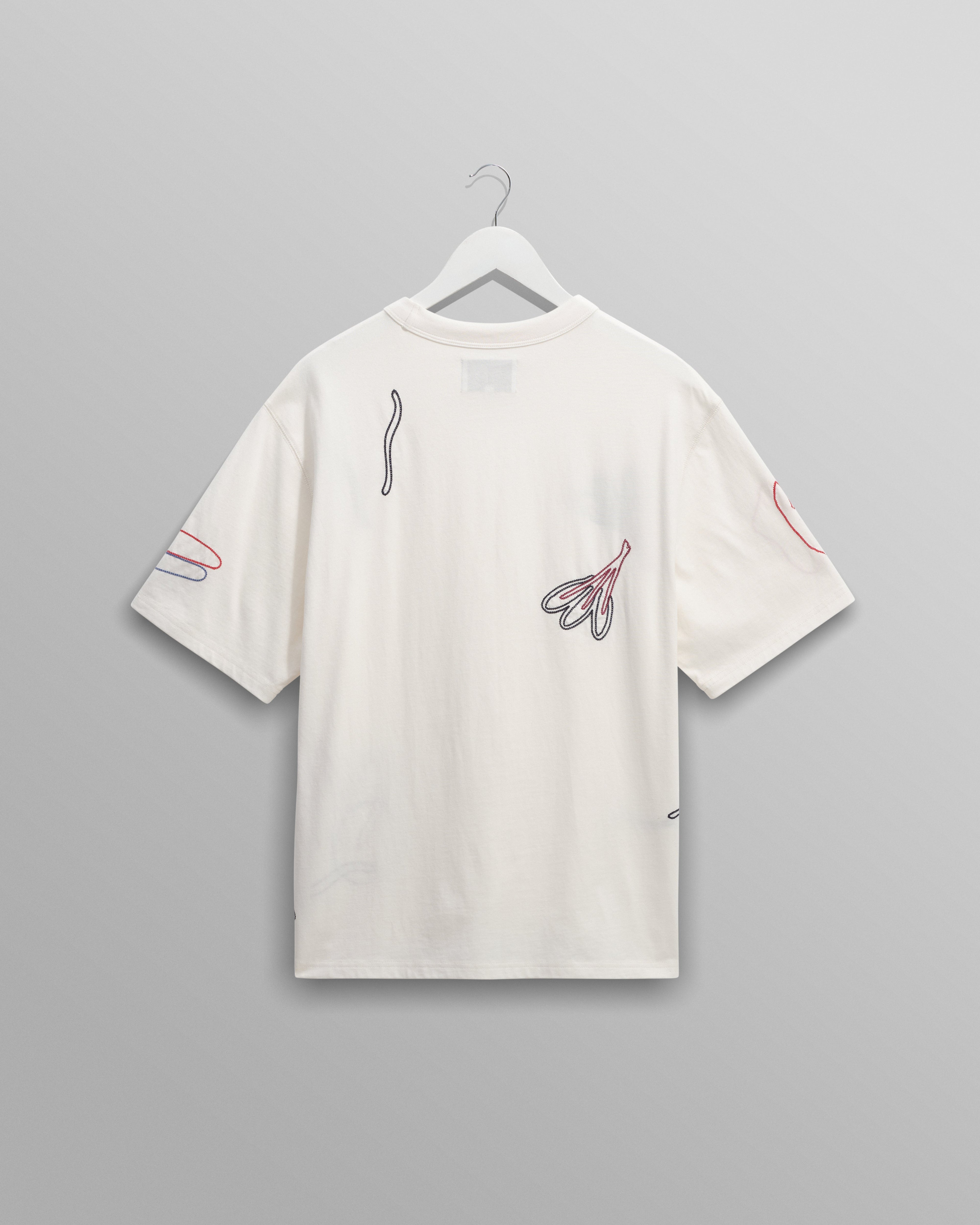 Milton - Ecru Embroidered Organic Cotton T-Shirt