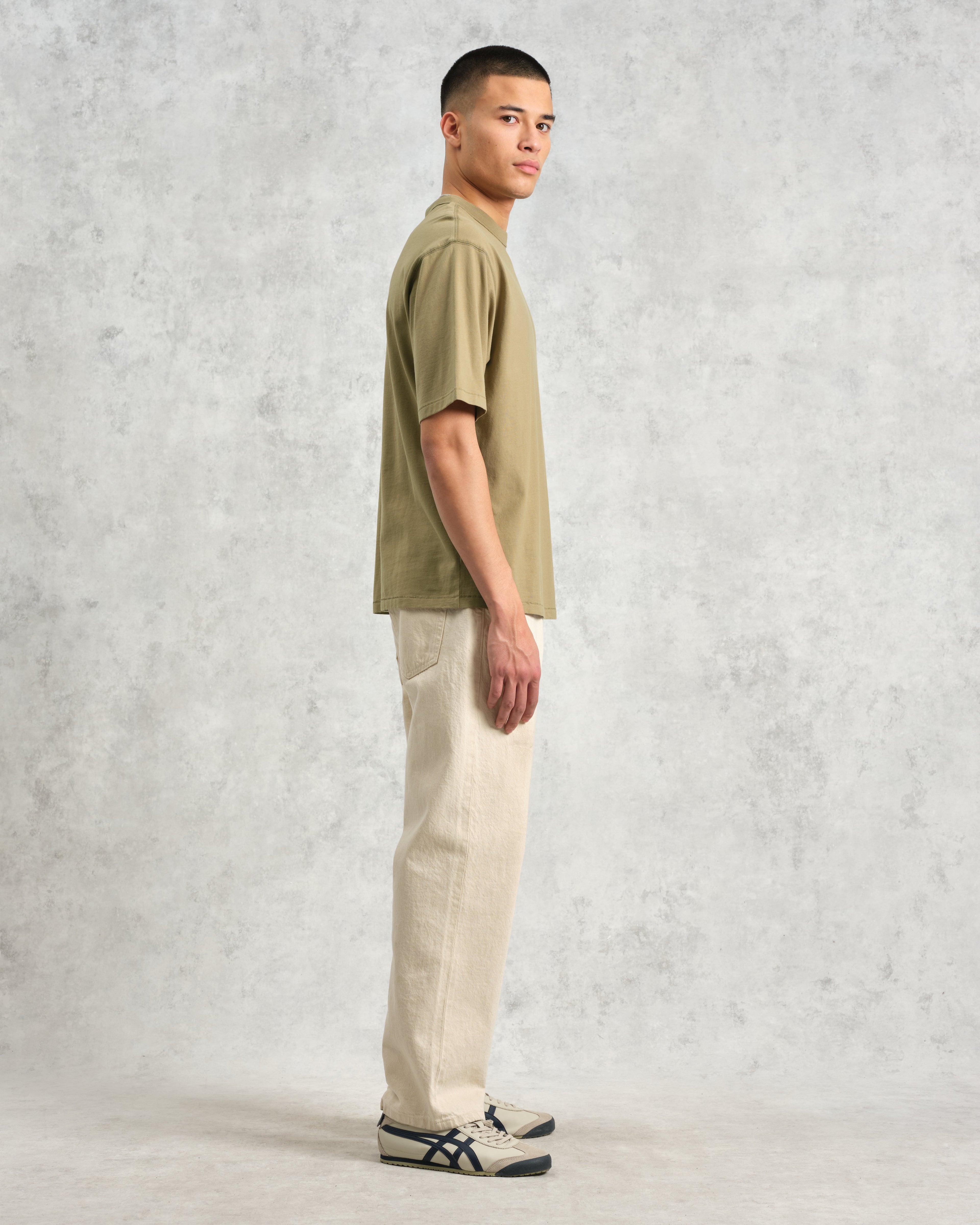Milton - Khaki Green Organic Compact Cotton T-Shirt