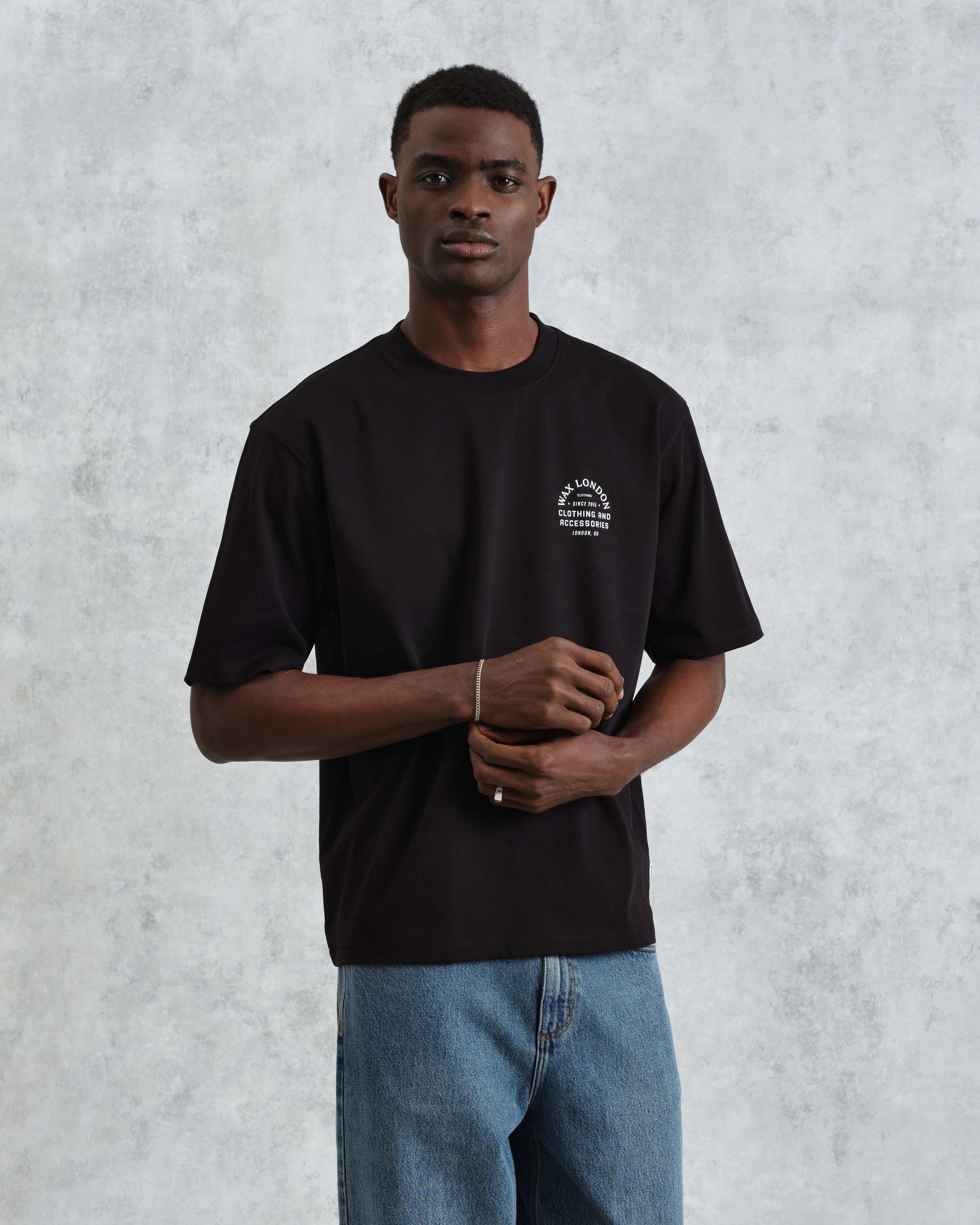 Milton - Black Stacked Text Graphic Organic Cotton T-Shirt