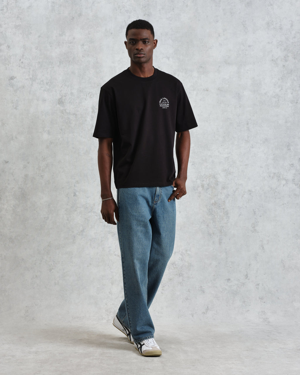 Milton - Black Stacked Text Graphic Organic Cotton T-Shirt