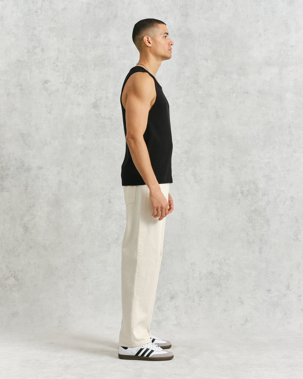 Montague - Black Ribbed Organic Cotton Vest