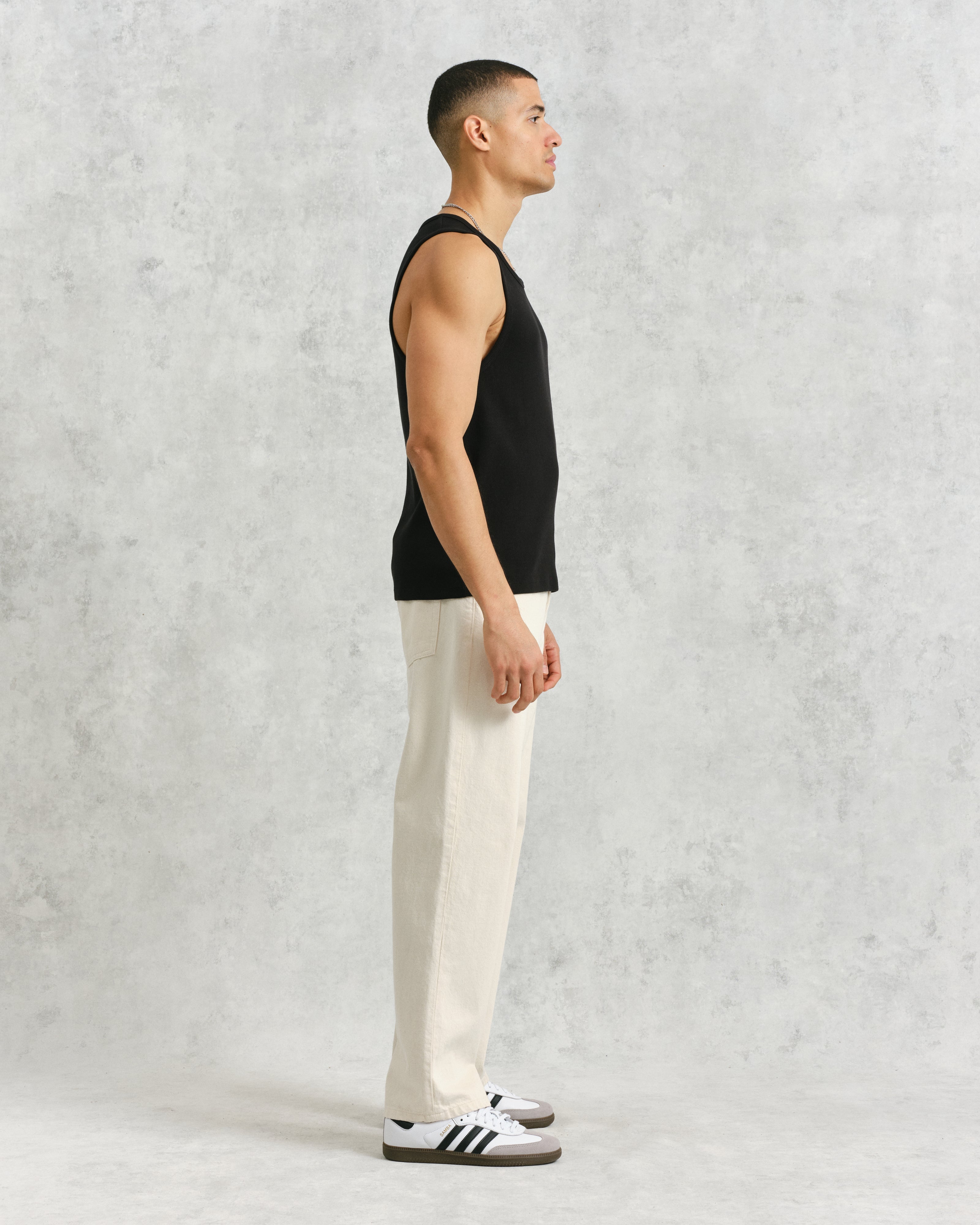 Montague - Black Ribbed Organic Cotton Vest