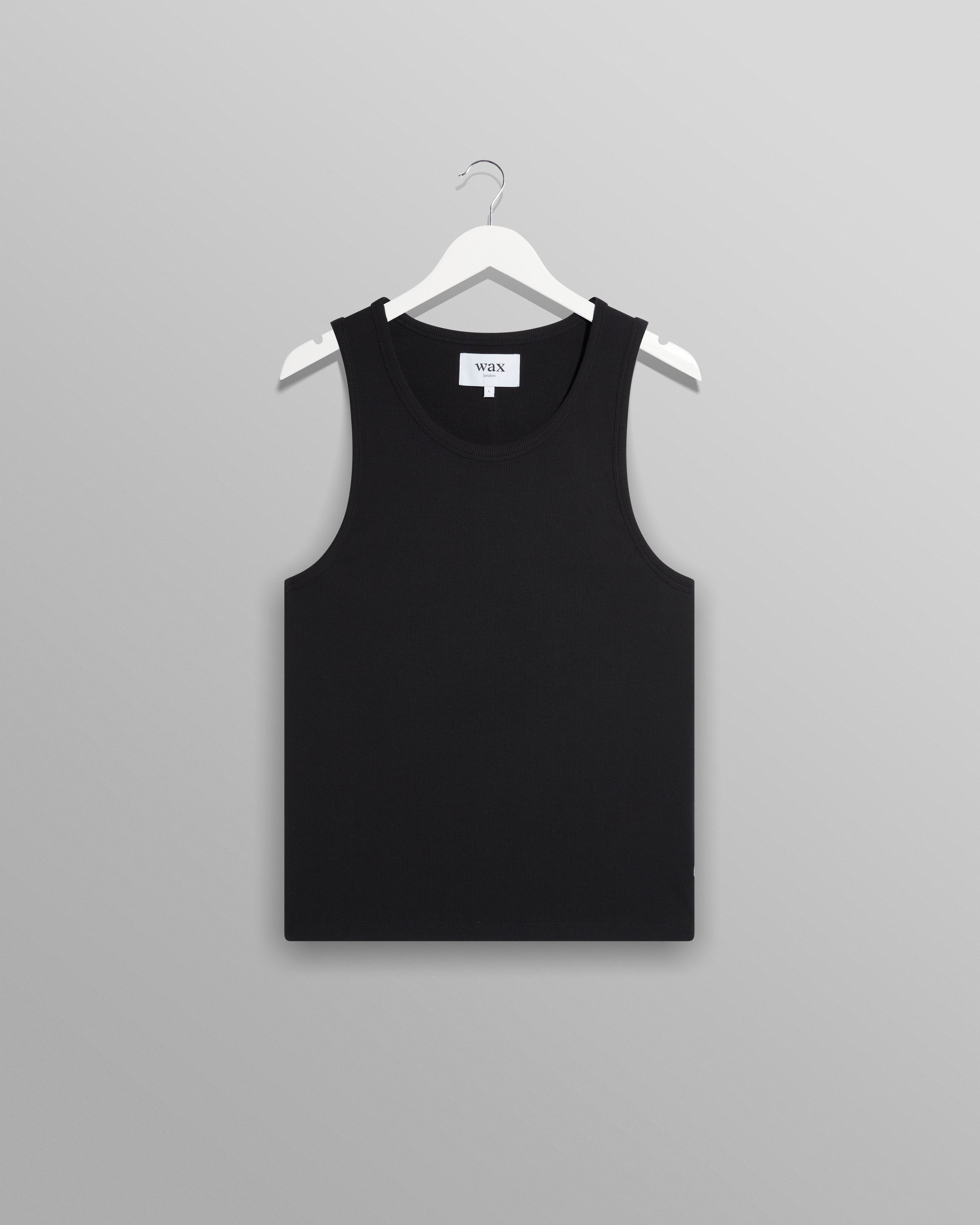 Montague - Black Ribbed Organic Cotton Vest