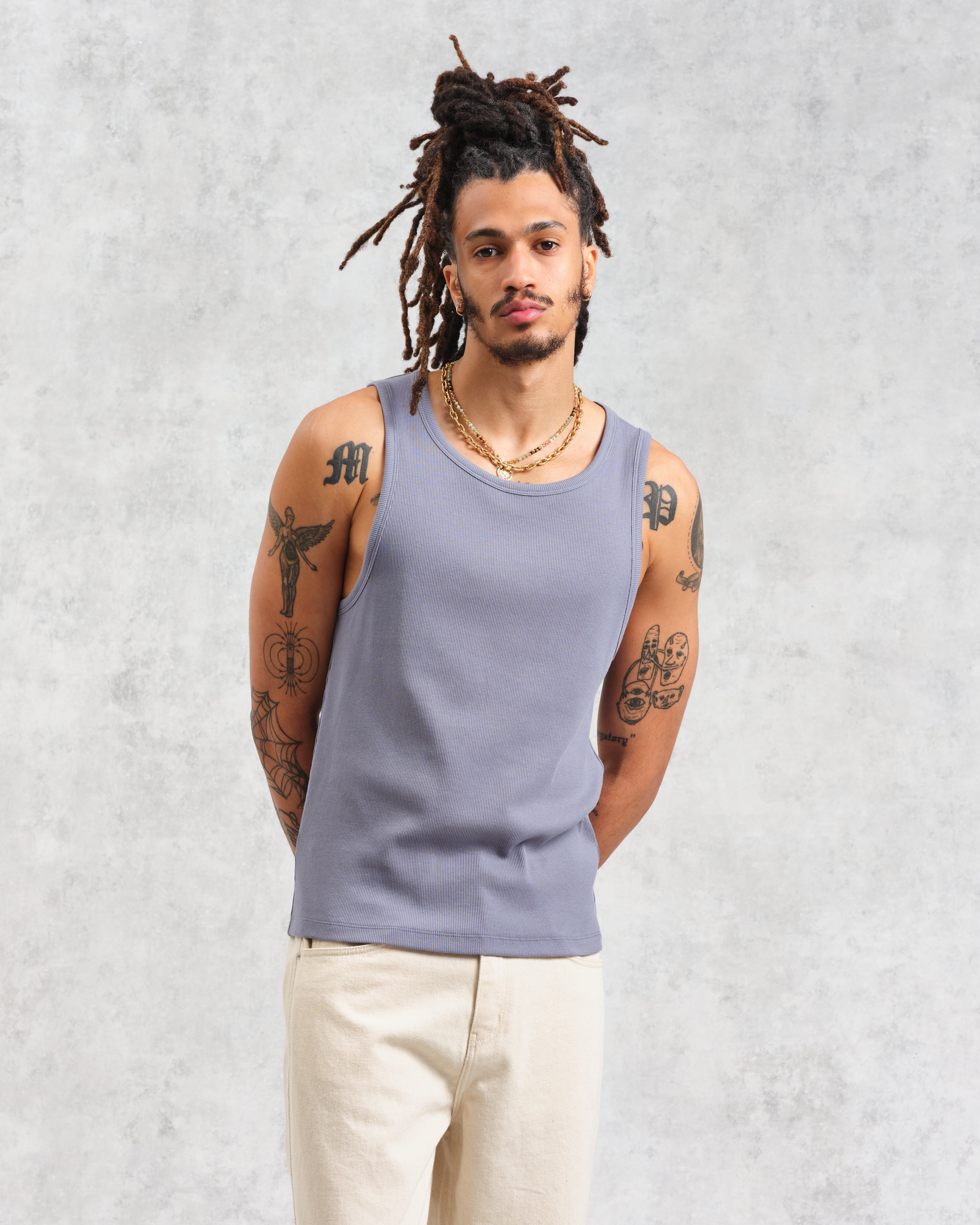 Montague - Blue Ribbed Organic Cotton Vest