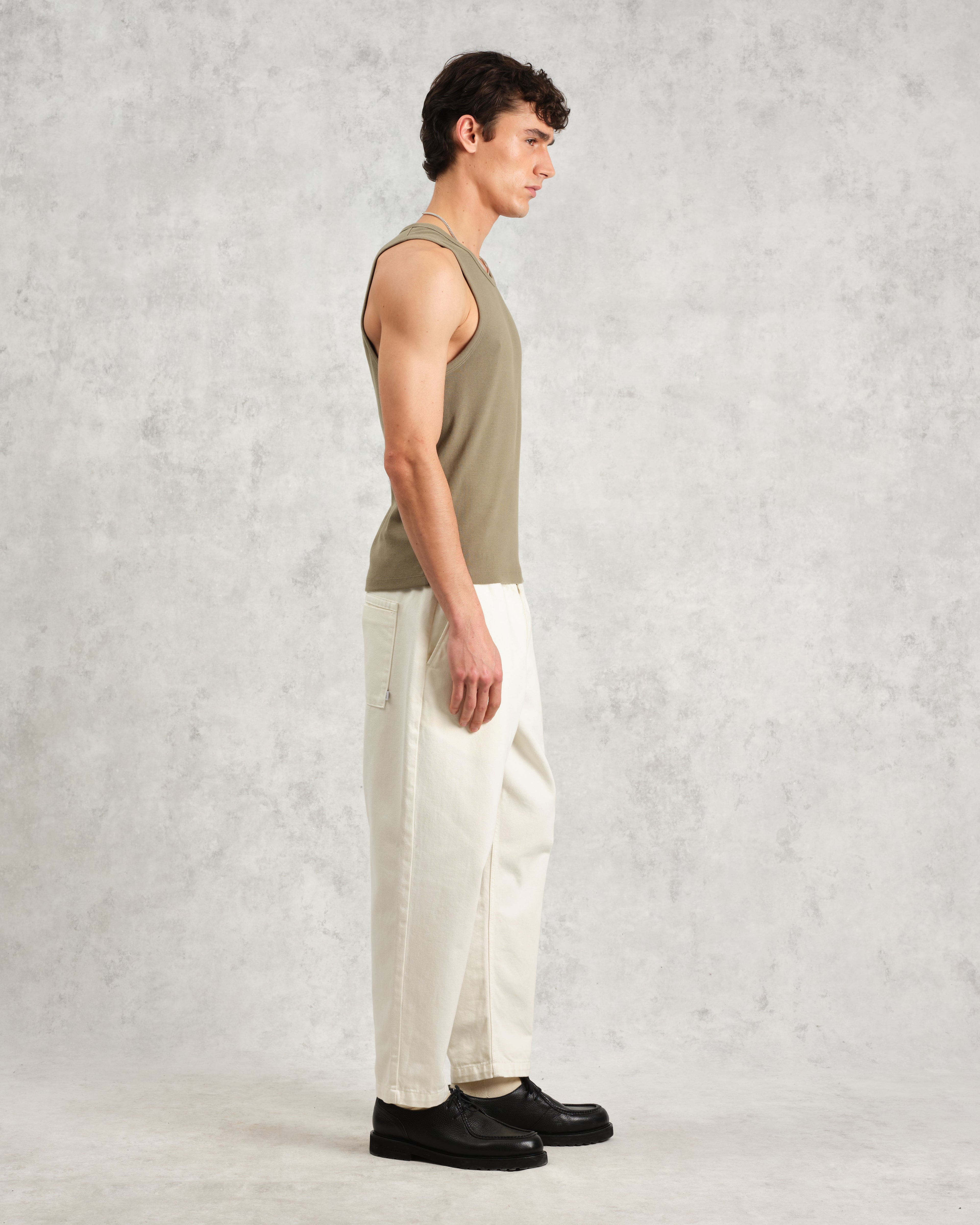 Montague - Khaki Ribbed Organic Cotton Vest