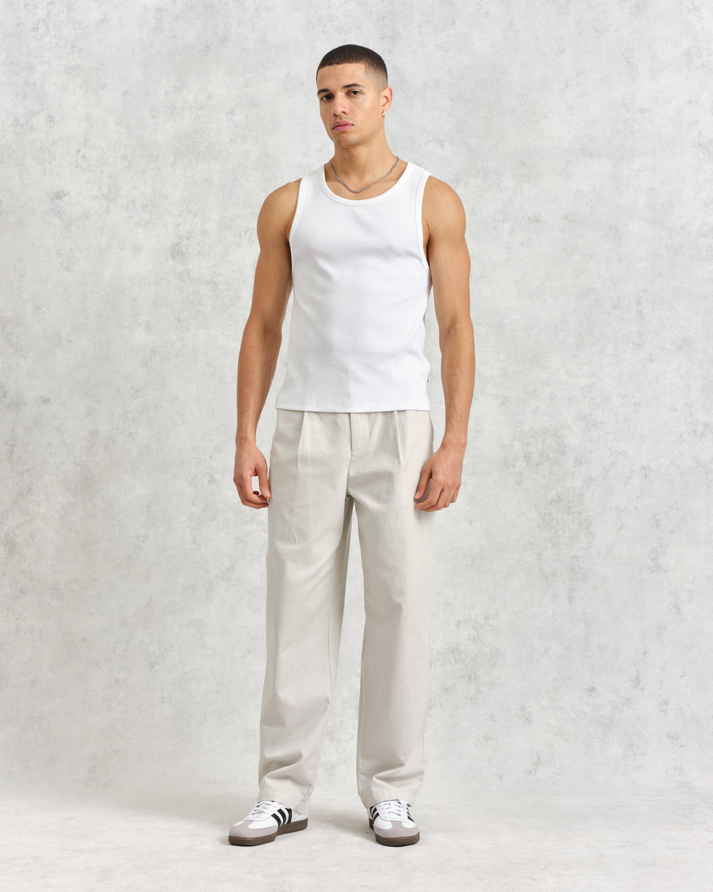 Montague - White Ribbed Organic Cotton Vest
