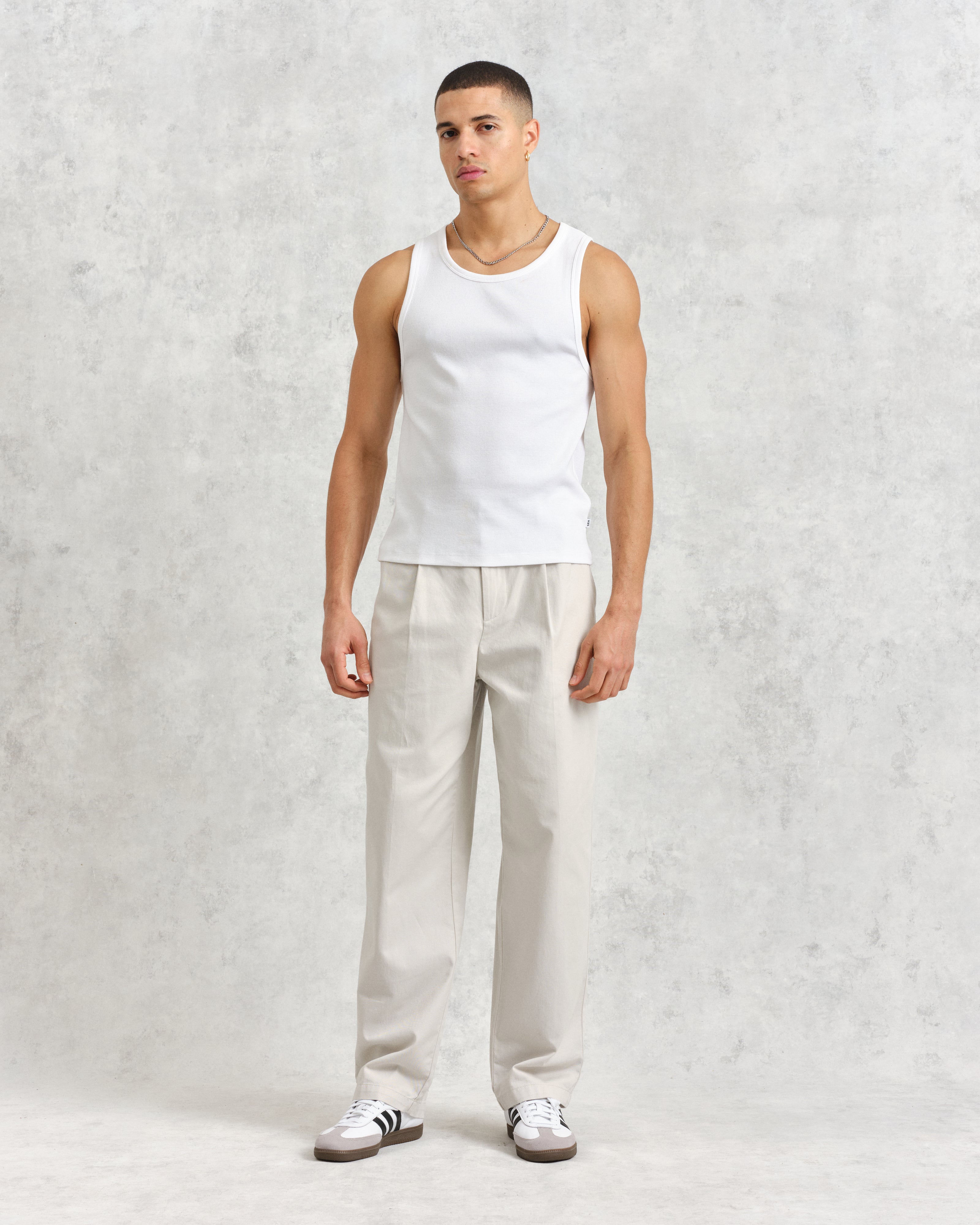 Montague - White Ribbed Organic Cotton Vest